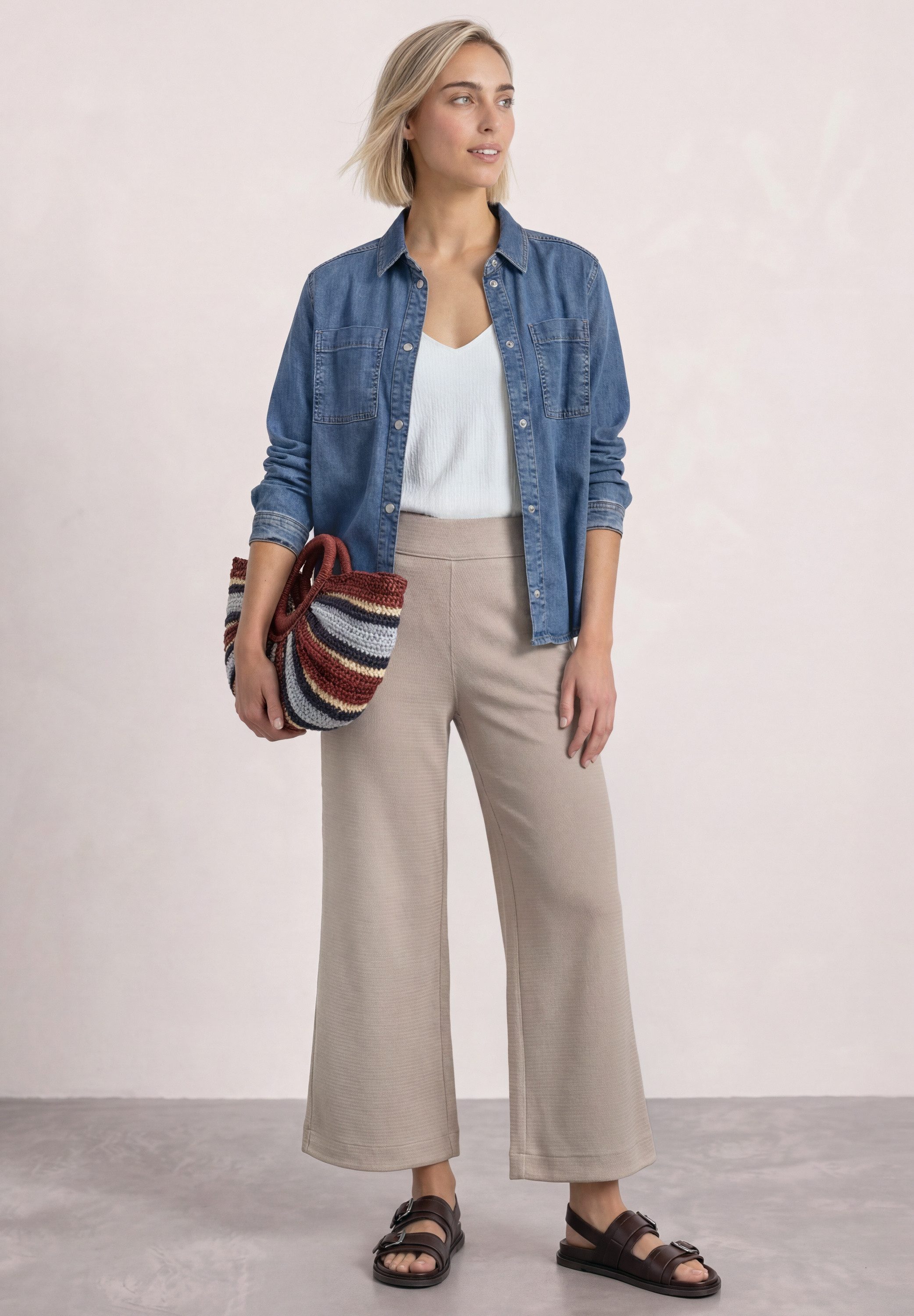 STREET ONE Langarmbluse in Denim-Optik