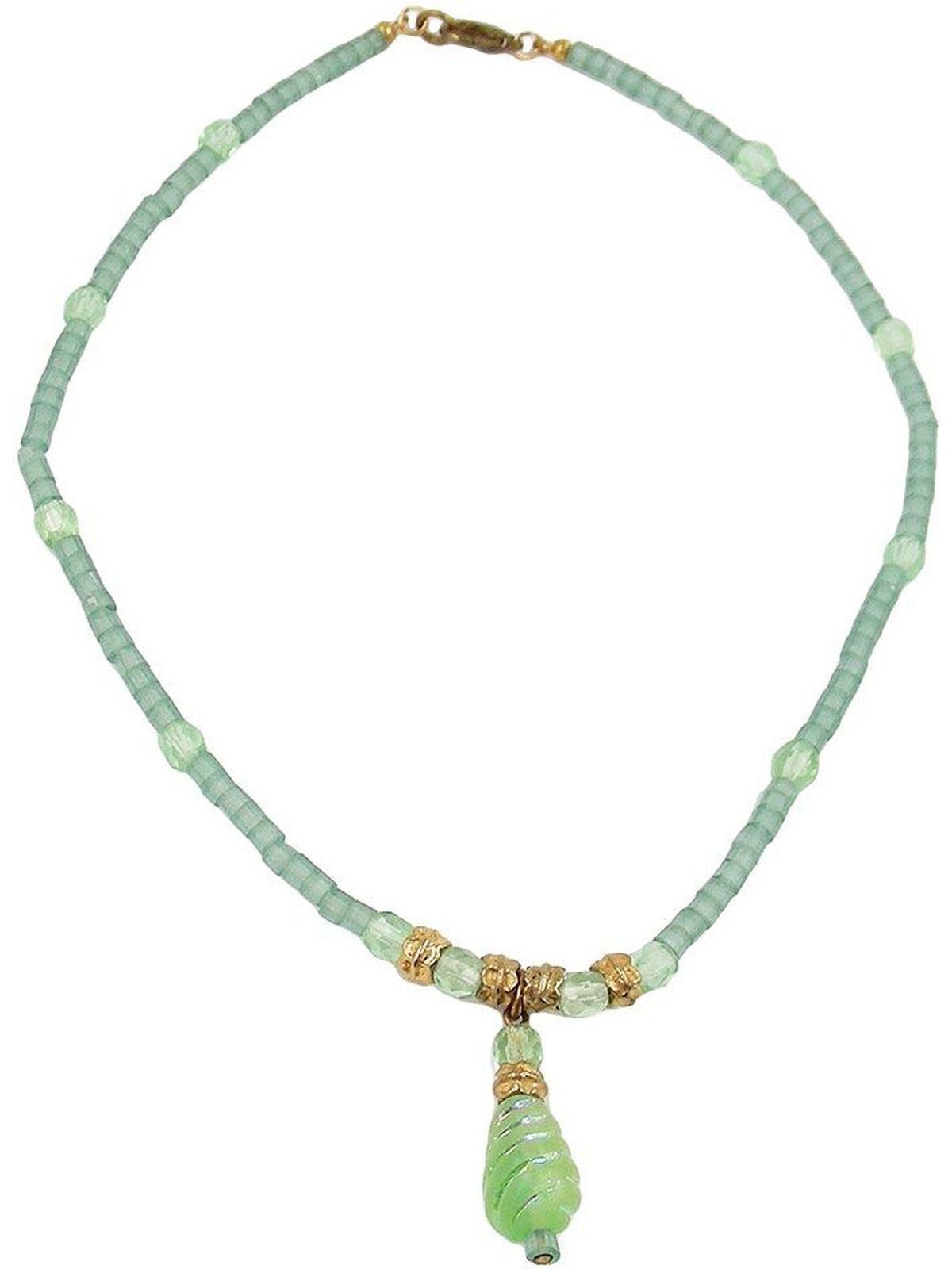 Gallay Perlenkette Kette Glas, Schliffperle hellgrün (1-tlg)