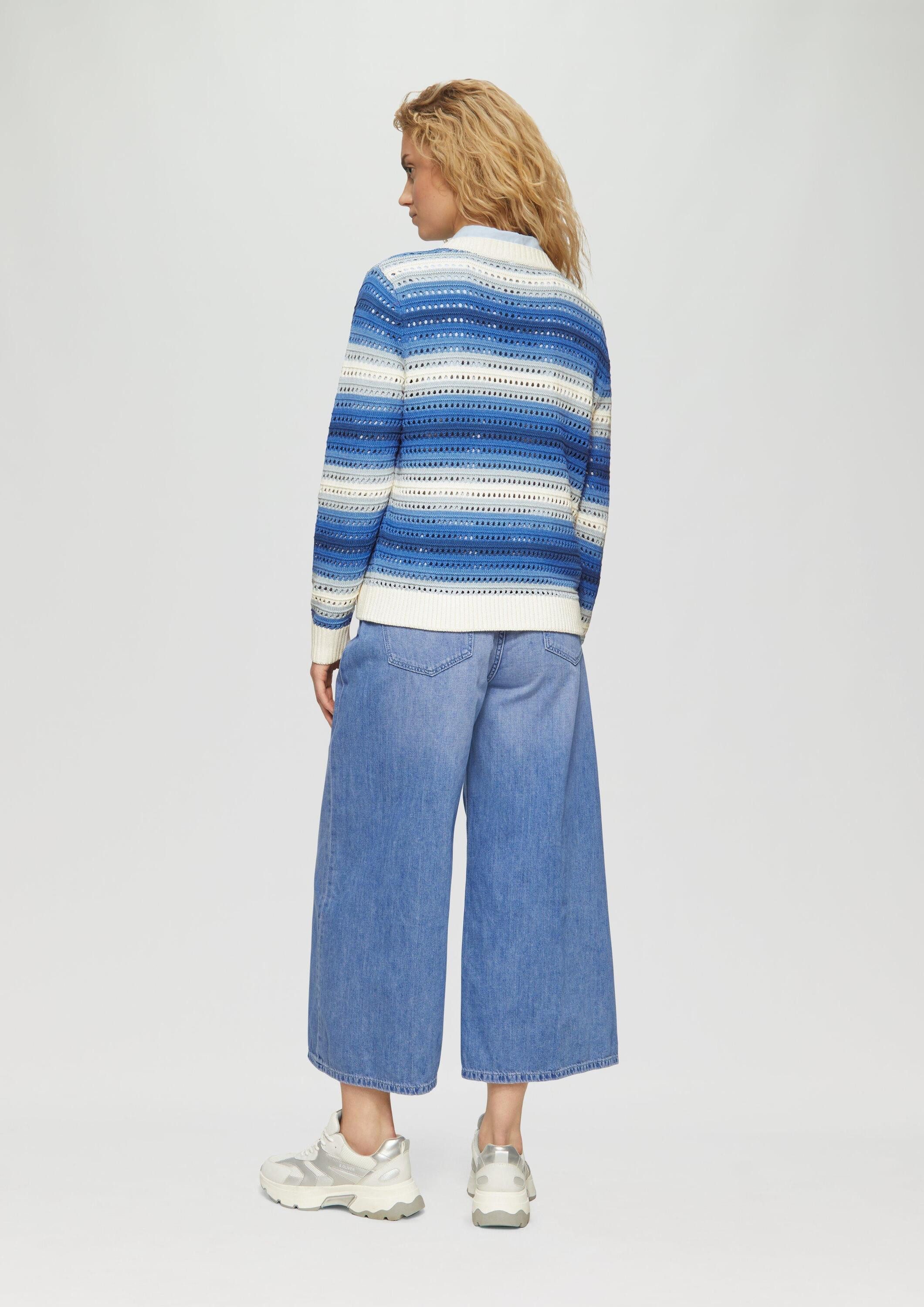 s.Oliver Longpullover Strickpullover Ajour-Pullover aus Baumwollmix