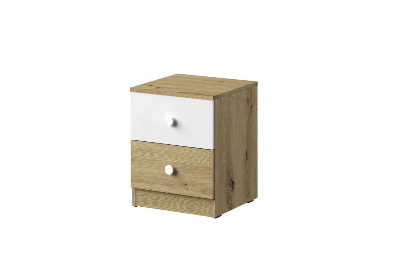 Stylefy Container Narin (Container, Schreibtisch-Unterschrank) mit Schubladen, Vollauszug, Design Modern, für Jugend Eiche Artisan Dekor - Weiß Matt