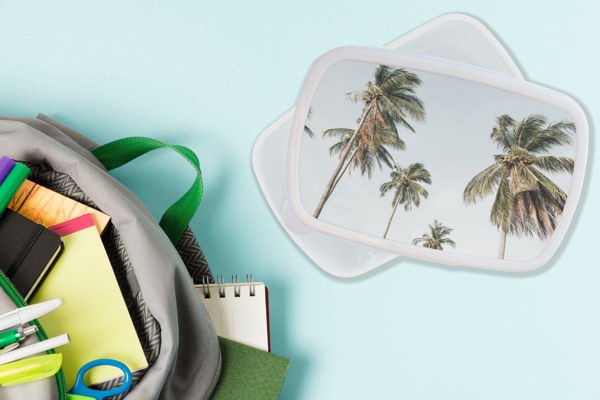 Kunststoff, und (2-tlg), Sommer Lunchbox Palmen weiß Kinder - Tropisch, für MuchoWow Brotbox Erwachsene, Jungs Mädchen Brotdose, - für und