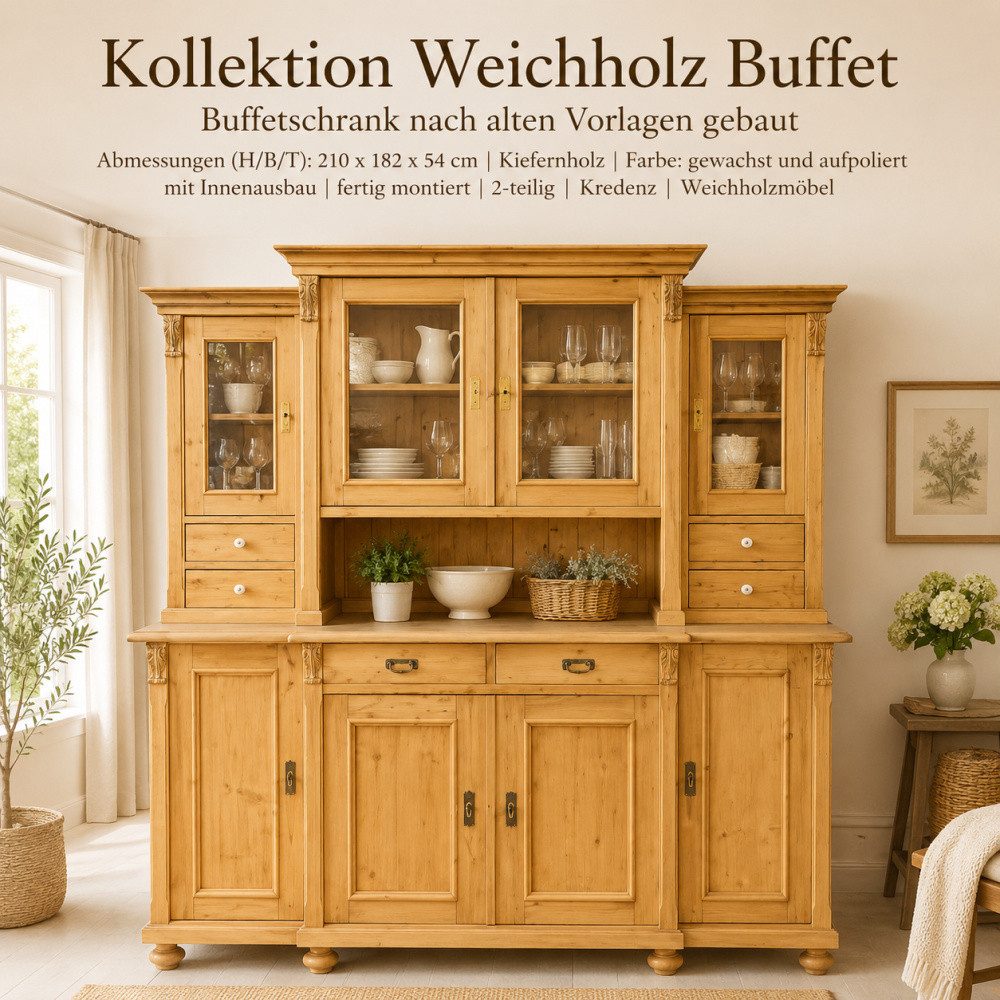 Wohnpalast Buffet Landhaus Schrank - Küchen Kredenz - Buffetschrank