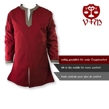 Vehi Mercatus Wikinger-Kostüm Klassische Wikinger Tunika rot mit Knotenmuster "Hakon", langarm L