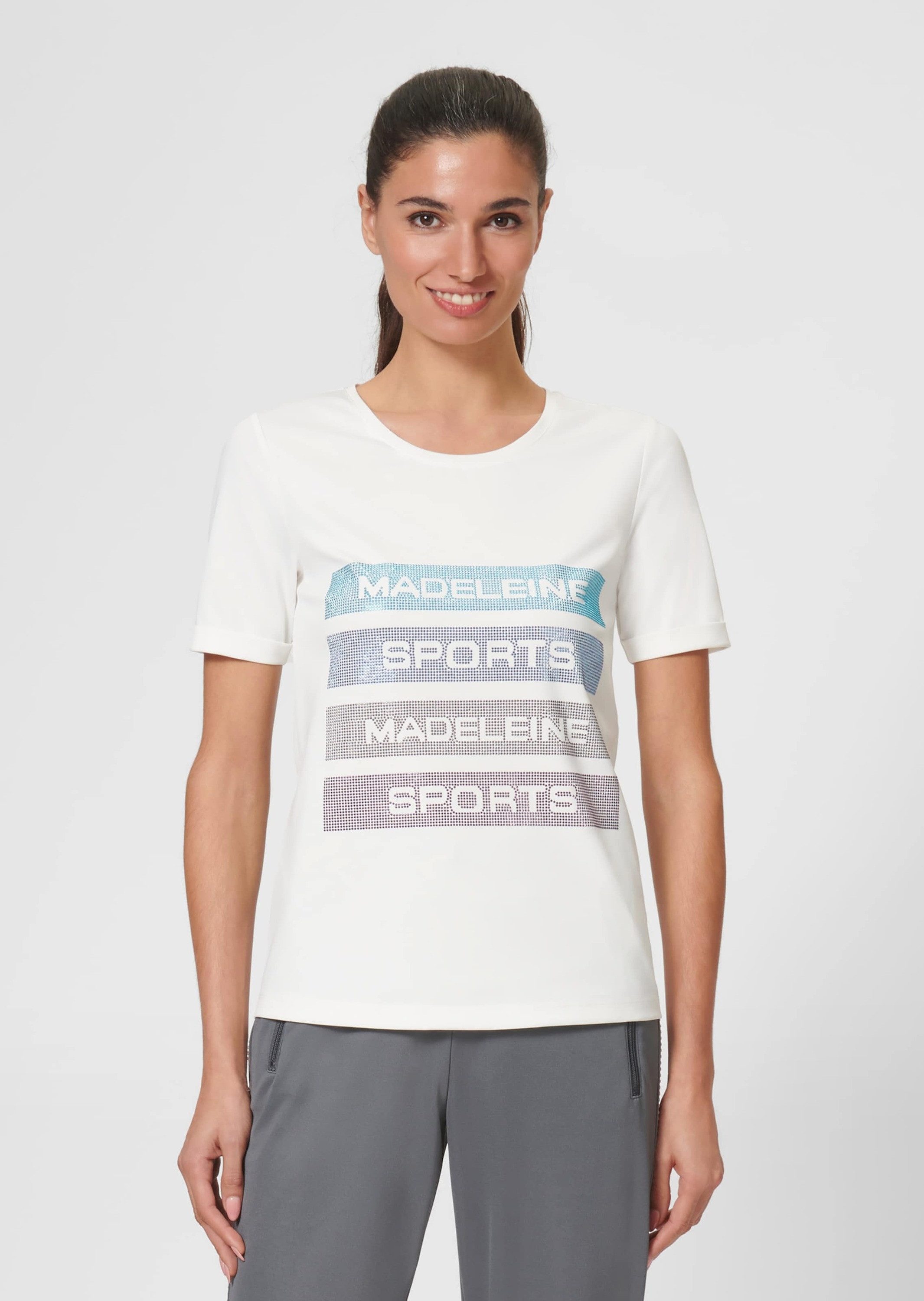 MADELEINE Kurzarmshirt Shirt mit glitzerndem Logo-Schriftzug günstig online kaufen