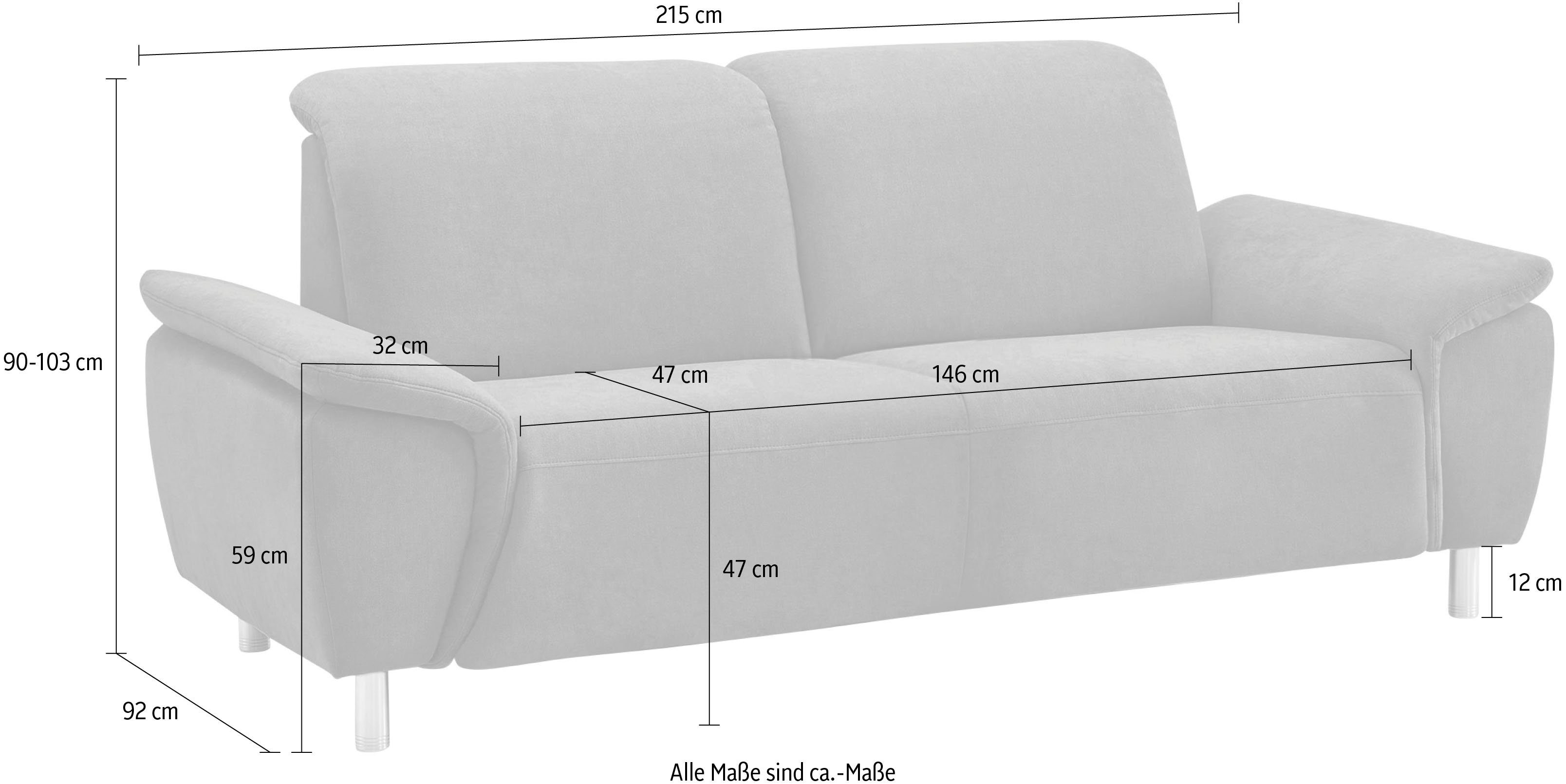 2,5-Sitzer und Kopfteilverstellung Nell, Relaxfunktion INTERIORS wahlweise elektrischer CALIZZA