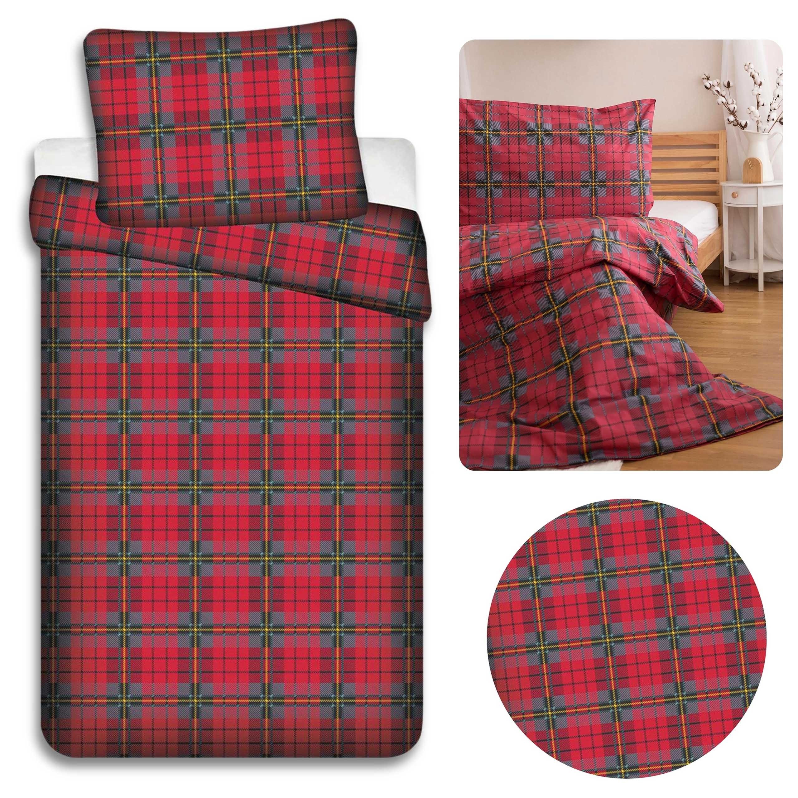 Sarcia.eu Постельное белье Karierte Baumwollbettwäsche mit Reißverschluss 140cm x 200cm, 1 teilig