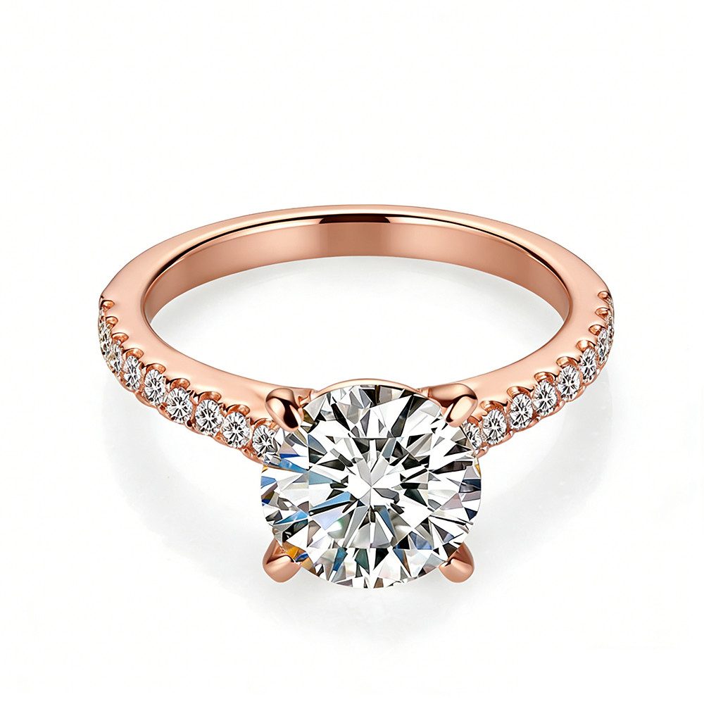 Sternvoll Verlobungsring Solitär-Ring Goldring 2,38 ct Labordiamant IGI-zertifiziert 18K Gold, Solitär, Pavé-Schiene, 4er-Krappe, IGI-zertifiziert, 18K Gold