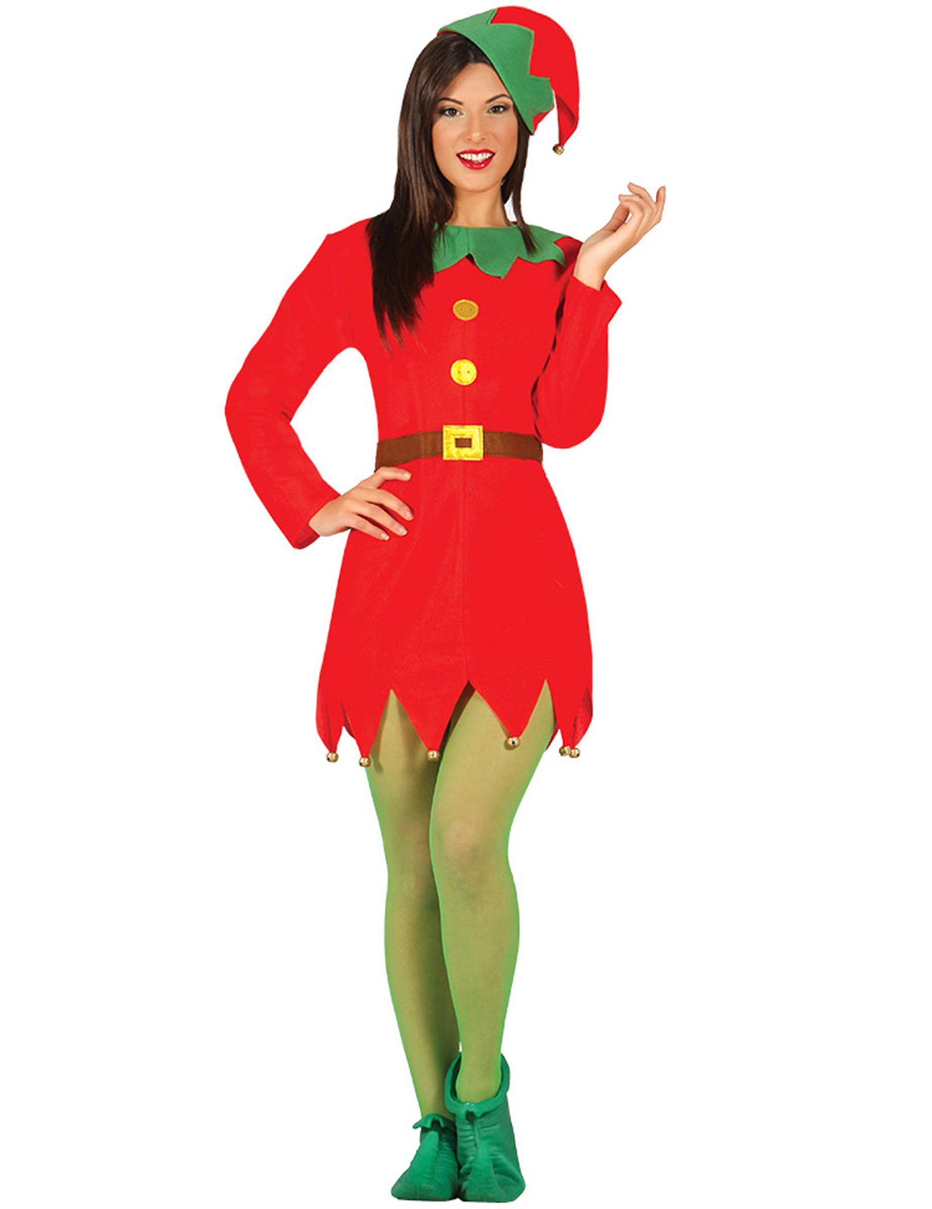 Kostüm Wichtel-Kostüm für Damen Weihnachtskostüm rot-grün