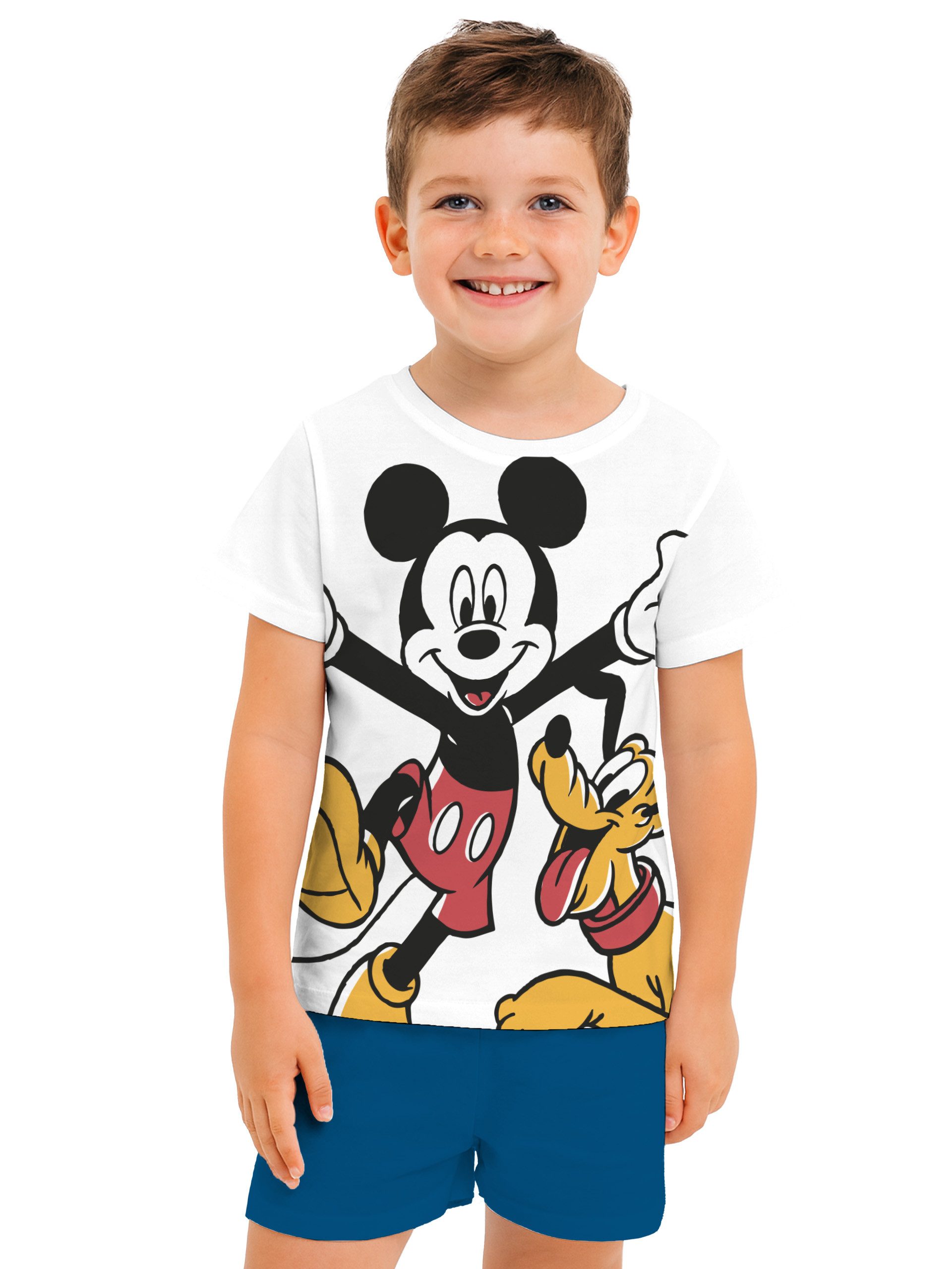 Schlafanzug Disney Mickey Mouse Pluto Schlafanzug Pyjama Set Kurzarm