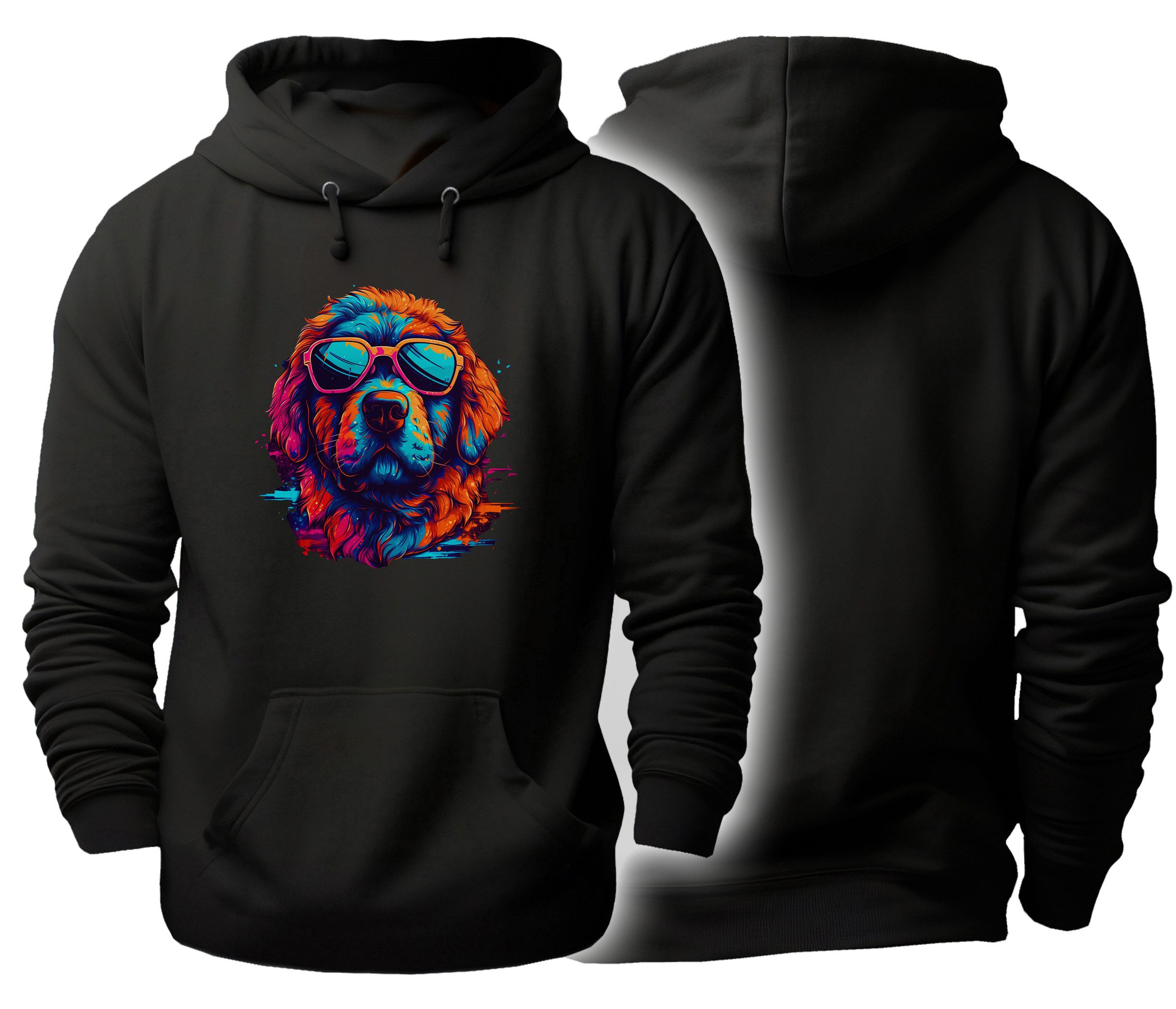 MyDesign24 Hoodie Urbaner Streetart Kapuzen Пуловеры - Neon Hund Kapuzensweater - moderner Hoodie i654