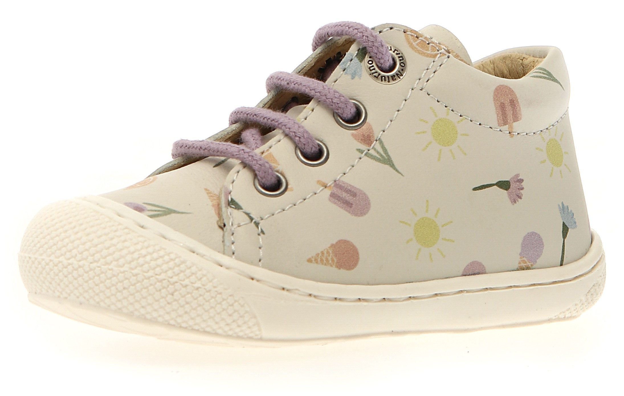 Naturino COCOON PR. FRESHEN MILK Lauflernschuh Barfußschuh mit buntem Print, Größenschablone zum Download