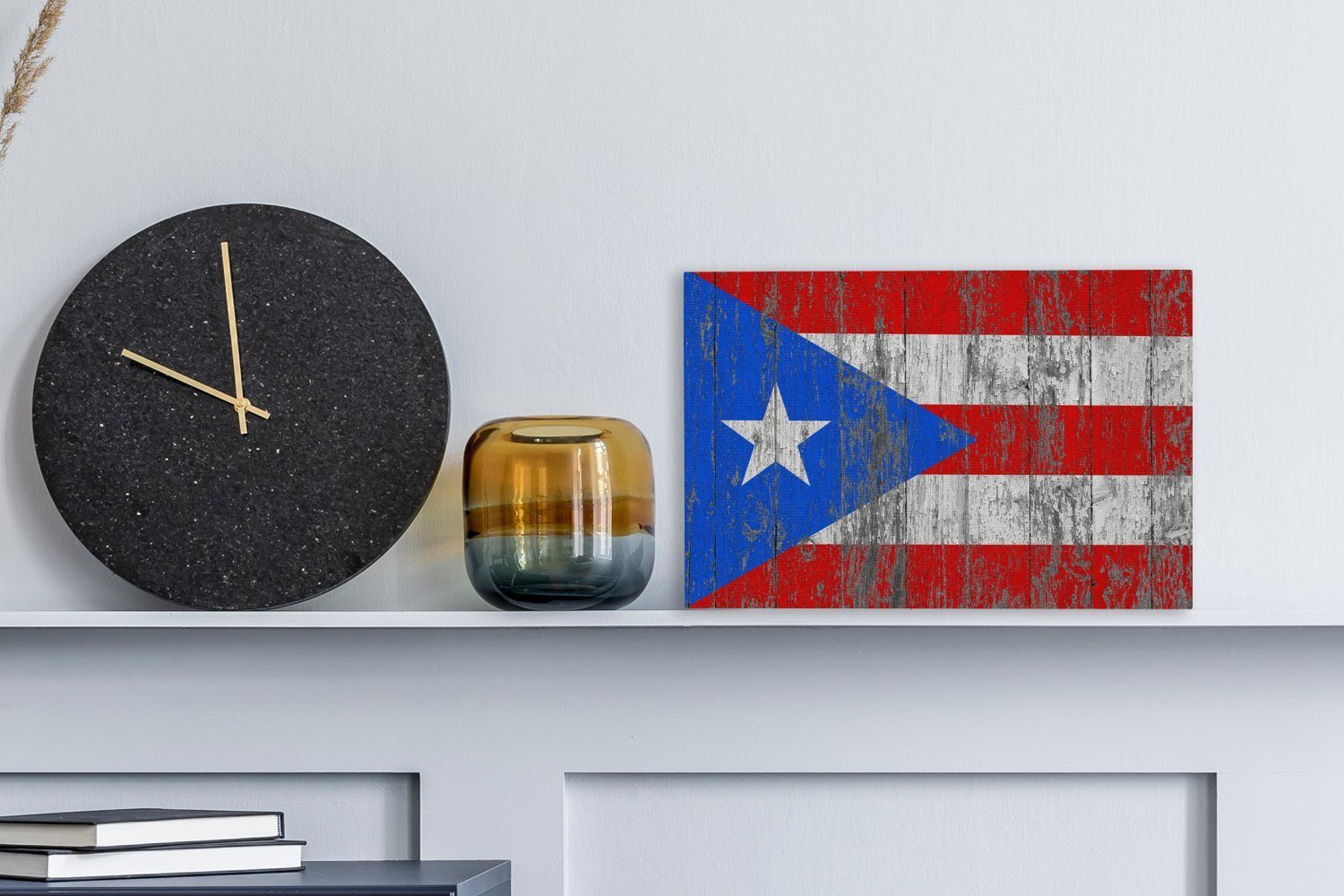 OneMillionCanvasses® Leinwandbild Die Flagge von (1 Wand, Aufhängefertig, 30x20 Puerto Leinwandbilder, St), cm der Wanddeko, an Wandbild Rico
