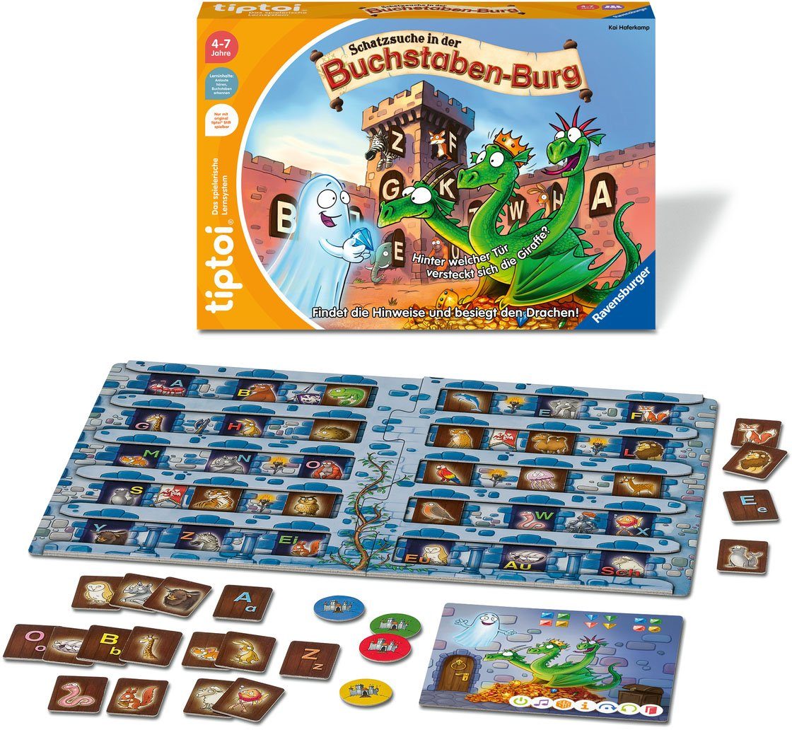 Ravensburger Spiel tiptoi® Schatzsuche in der Buchstaben-Burg, Made in Europe