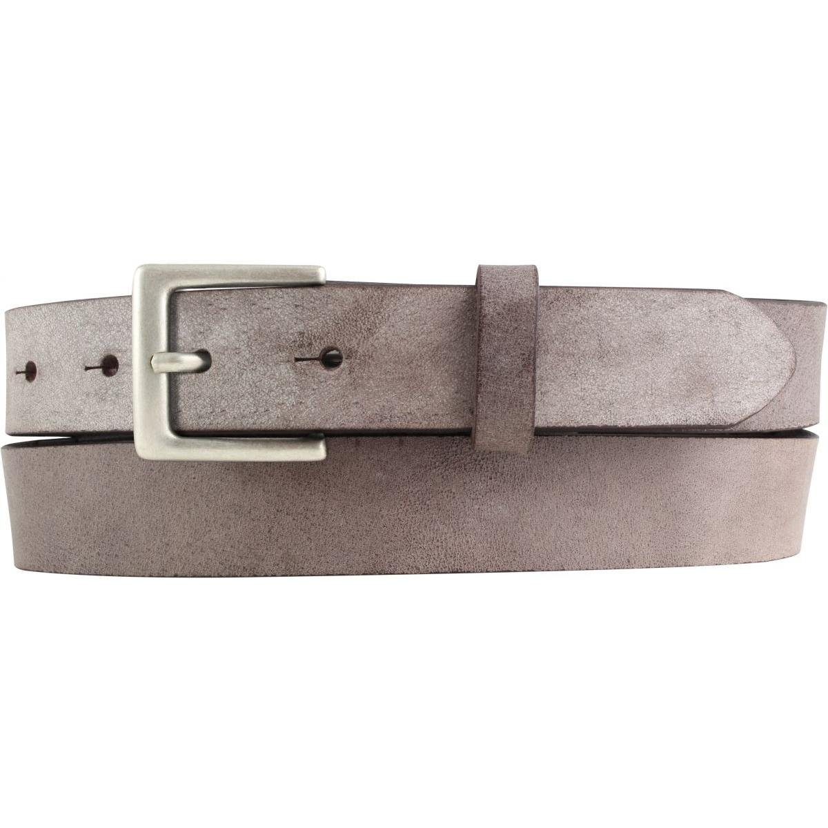 BELTINGER Ledergürtel Herren-Gürtel aus weichem Vollrindleder Vintage-Look 3 cm - Leder-Gürt weiches Leder, Gürtelschnalle in Altsilber, Vintage Braun, Altsilber