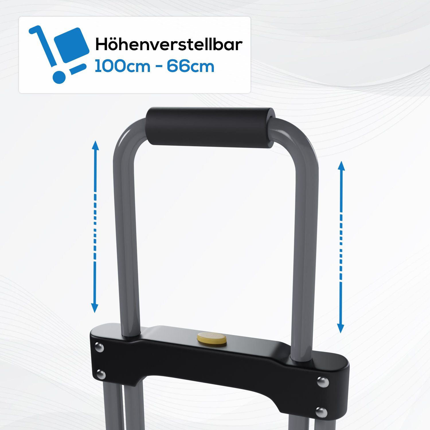 TroniTechnik Folding Hand Truck, up to 60kg load capacity (carrying trolley with carrying handle, non-slip transport surface, WxDxH 38x37x96cm, with bungee cord for secure transport), foldable, transport trolley, with foam grip