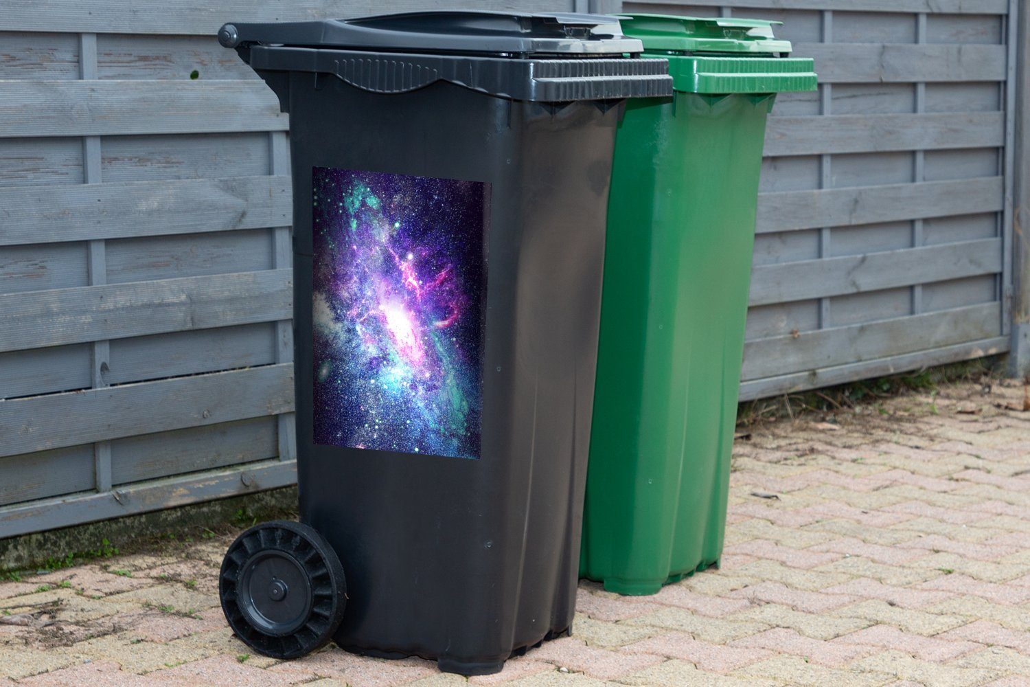 MuchoWow Wandsticker Weltraum - Farben St), Mülltonne, Mülleimer-aufkleber, Container, Sterne Abfalbehälter Sticker, - (1