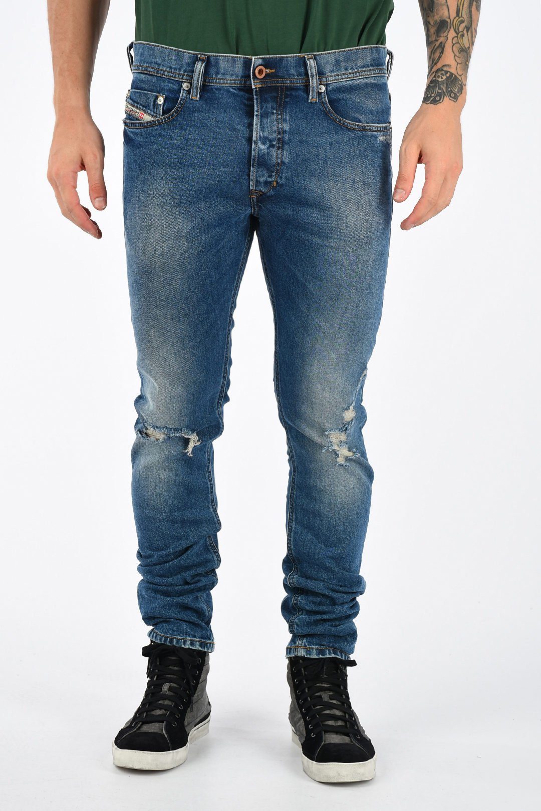 Diesel Tapered-fit-Jeans Diesel Herren Jeans Tepphar 084XT Vintage Used-Look Länge: 32 5-Pocket-Style, mit Stretch-Anteil