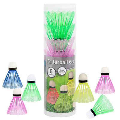 Idena Federball Idena 40466 – Federbälle aus Kunststoff mit Schaumstoffspitze, 6 Stück