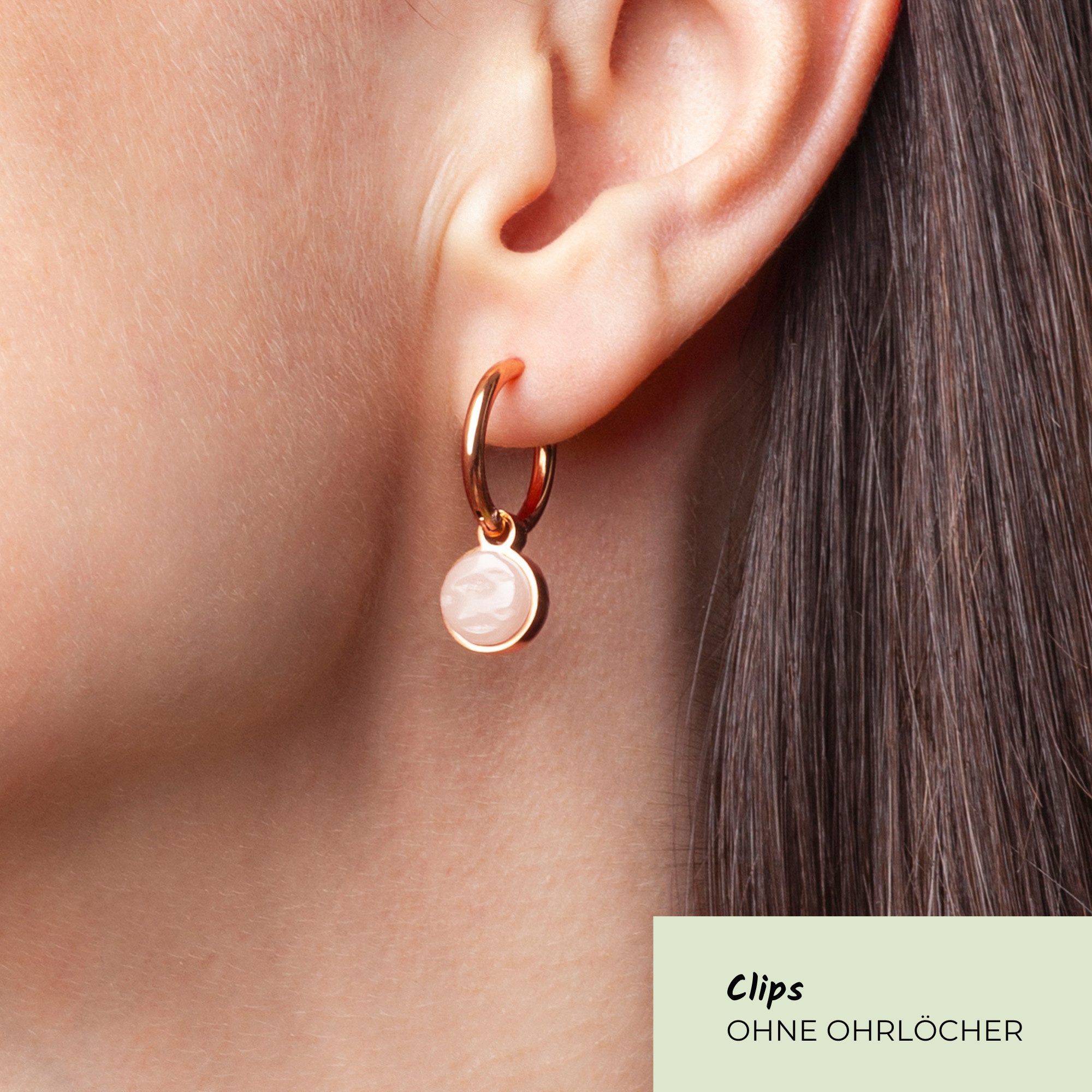 ALEXASCHA Paar Ohrclips Clip Creolen mit Einhänger • Mix & Match Ohrringe ohne Ohrloch • 18mm