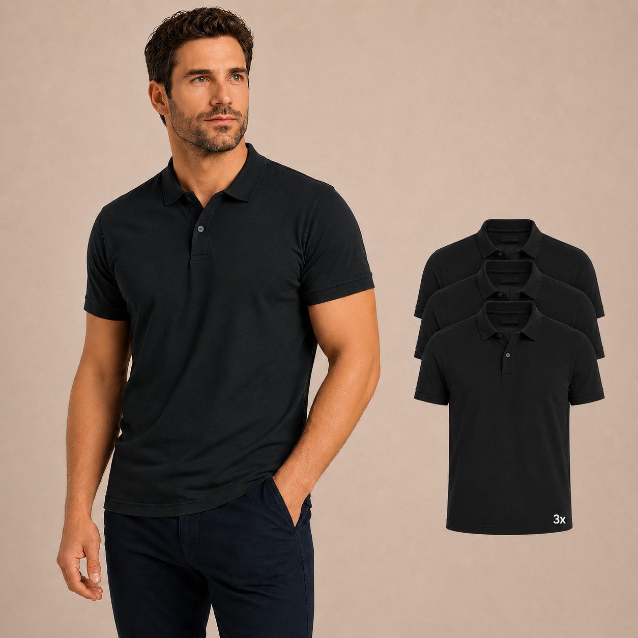 Sitztgut Poloshirt Premium Cotton Polo T-Shirt (3-tlg)
