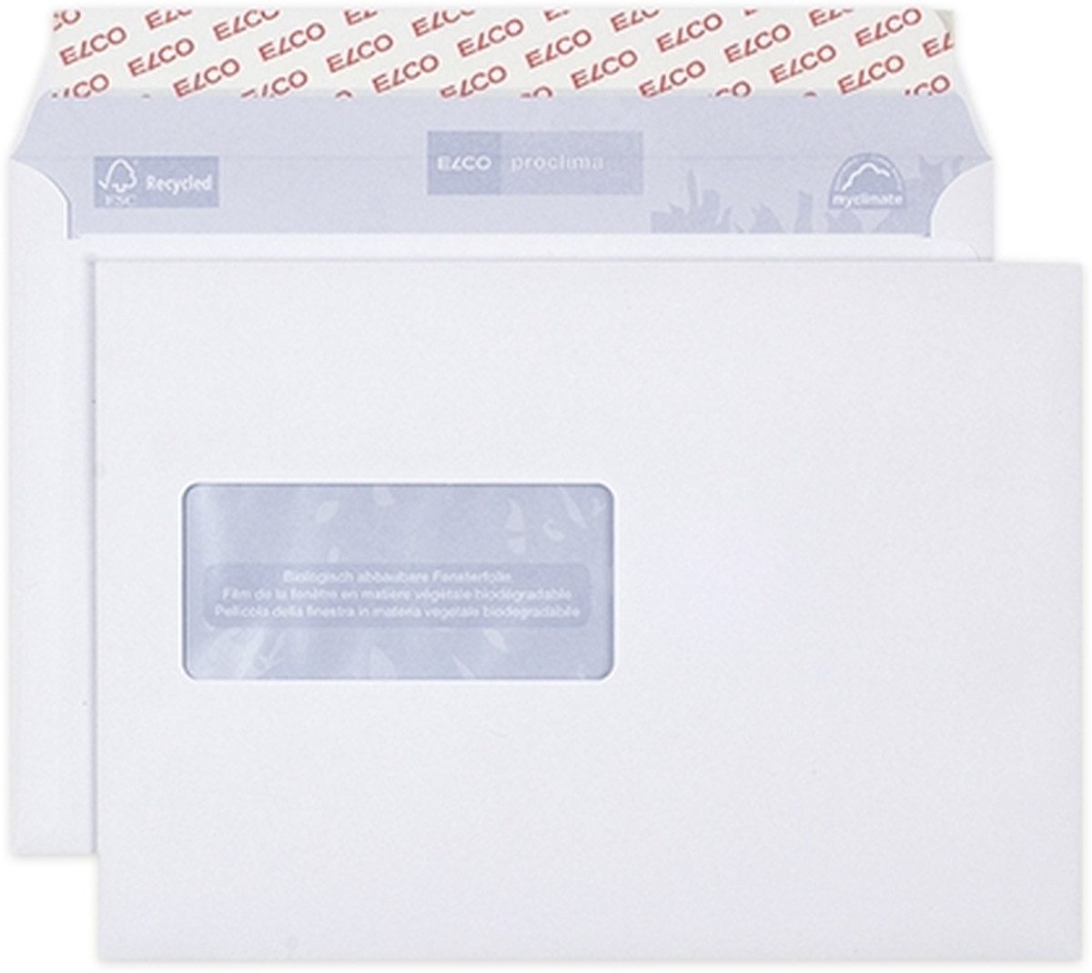 ELCO Briefumschlag Briefumschläge Proclima Box C5 weiß Haftklebung Fenster links Innendru