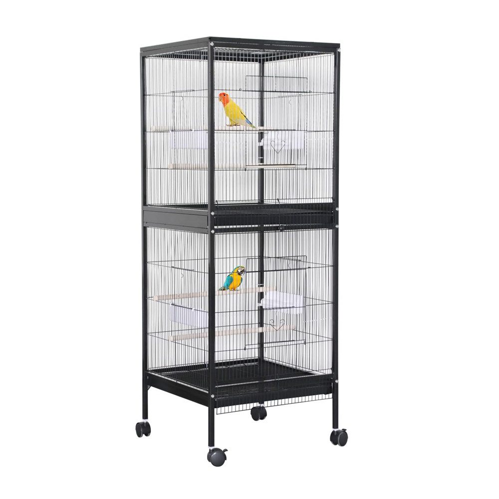 GarveeMore Vogelkäfig Vogelkäfig mit Holzbarchen Metall Parakeetkäfig mit A günstig online kaufen