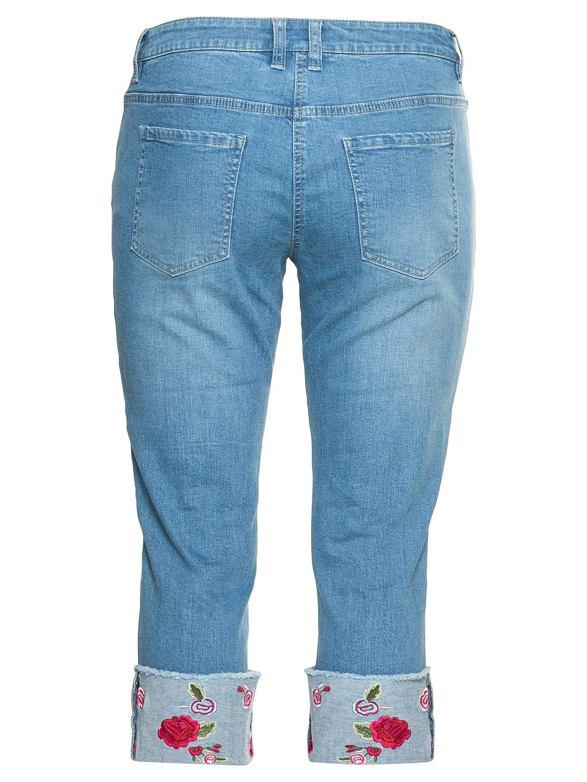 Stretch-Jeans 7/8-Länge, Große Browns Größen Aufschlag sheego by Joe mit besticktem in