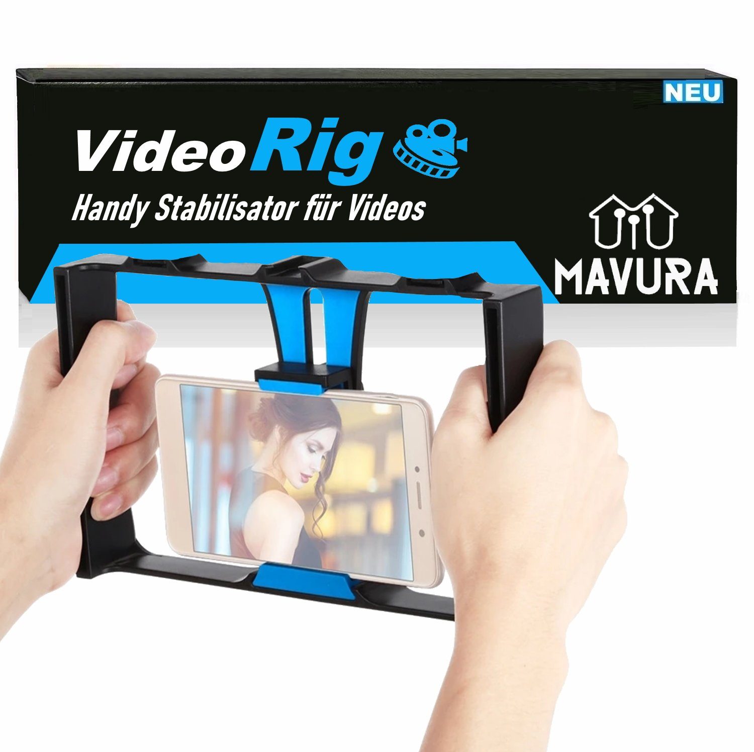 MAVURA Smartphone-Stabilisator VideoRig Universal Handy Smartphone Stabilisator Videos & Fotografie, Filmerstellung Videomaker Vlogging Handgriff Griffstabilisator