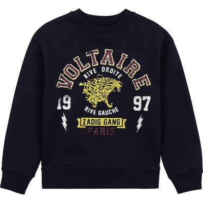 ZADIG & VOLTAIRE Sweatshirt Zadig & Voltaire Sweatshirt nachtblau mit Leopardenprint