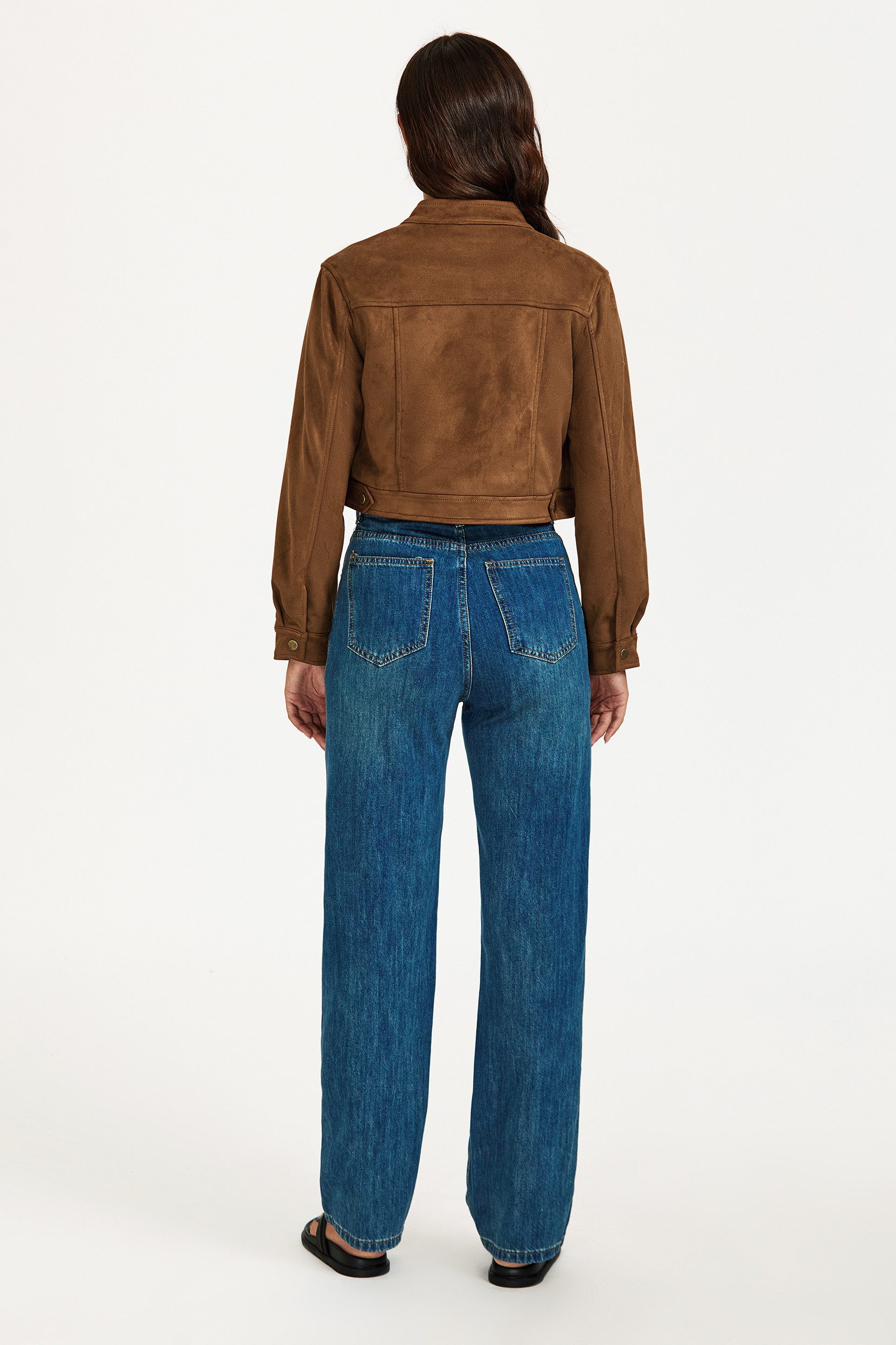FS Collection Lederimitatjacke Damen Kunstlederjacke in Camel -Cropped Kurzjacke aus Lederimitatjacke (Größen: S, M, L, XL) 96,3 % Polyester, 3,7 % Elasthan