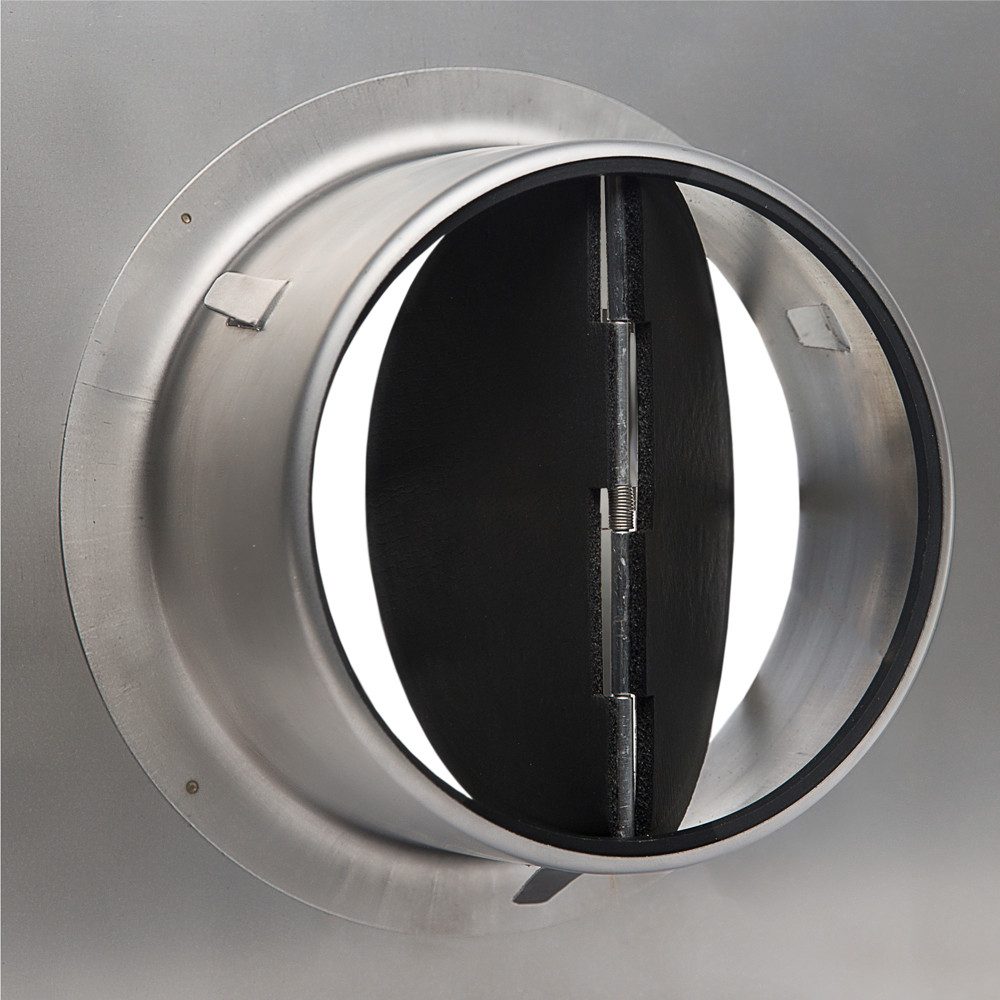 Paneir Lüftungsgitter Edelstahl Abluftgitter LG Kappa-E DN 125 Inox V2A Rückstauklappe, mit Zentralklappe und isolierter Rückstauklappe