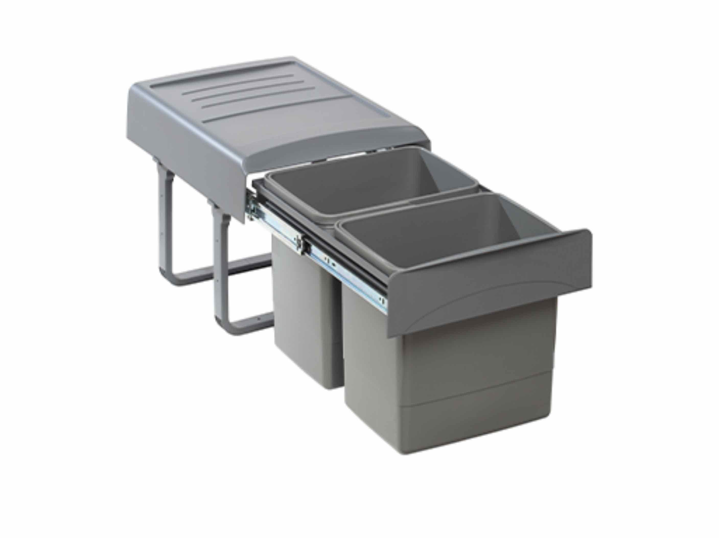 EKOTECH Einbaumülleimer EKOTECH MEGA 40 Abfallsammler 2 x 15 Liter, Soft Closing System