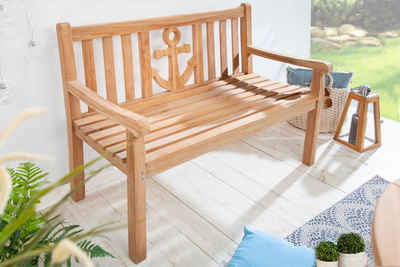 riess-ambiente Gartenbank EMPIRE TEAK 120cm braun (Einzelartikel, 1-St), Massivholz · Anker · Sitzbank · mit Lehne · Maritim · Outdoor · Balkon