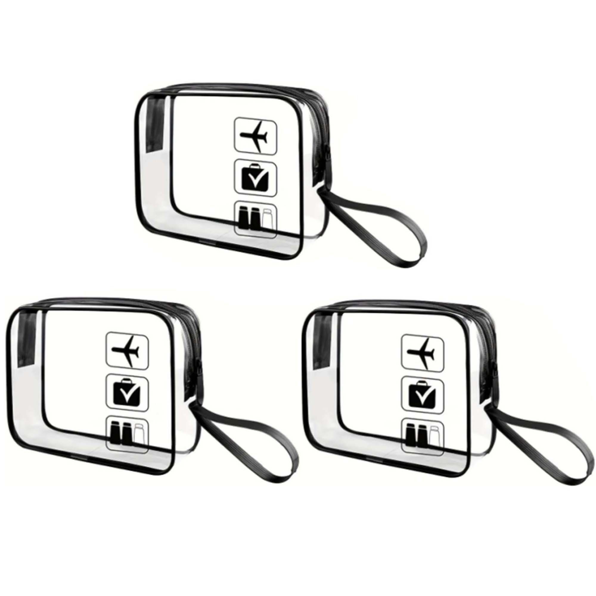 MOPUEA Kosmetiktasche Kosmetiktasche Transparent 3er Set PVC Wasserdicht tragbar Reise (3er Set, mehr Ordnung ohne extra Taschen kaufen nötig, Drei Größen helfen, alles schnell getrennt zu verstauen), Transparent, dicht, robust, kein Suchen mehr unterwegs