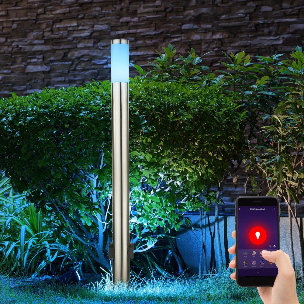GLOBO LIGHTING LED Außen-Stehlampe, Leuchtmittel inklusive, Kaltweiß, Warmweiß, Neutralweiß, Tageslichtweiß, Farbwechsel, Aussenlampe mit Steckdosen Außensteckdose mit Licht Garten