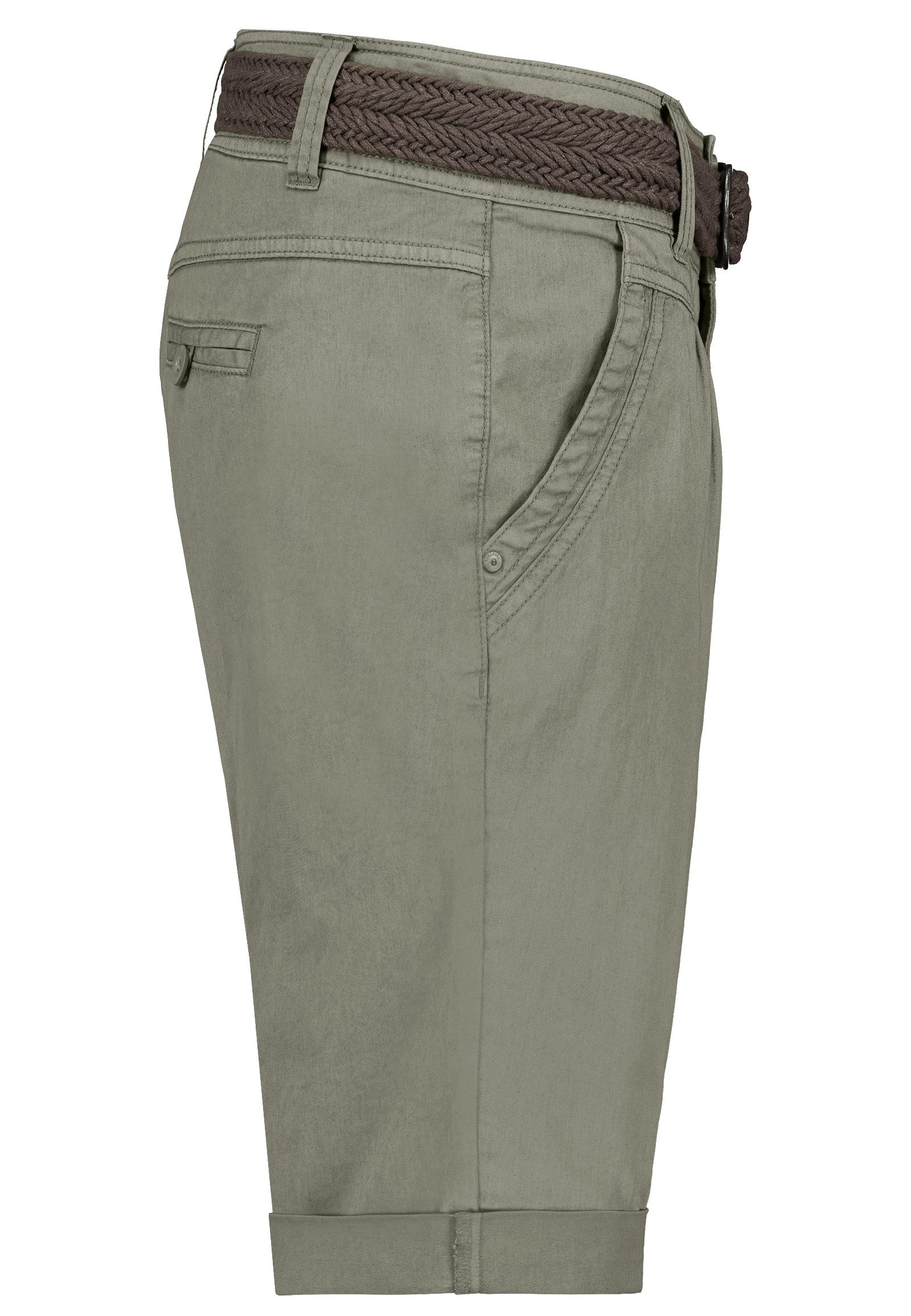 Fresh Made Bermudas Sommerliche mit geflochtenem Gürtel für Damen Baumwolle Regular Fit unifarben atmungsaktiv Reißverschluss