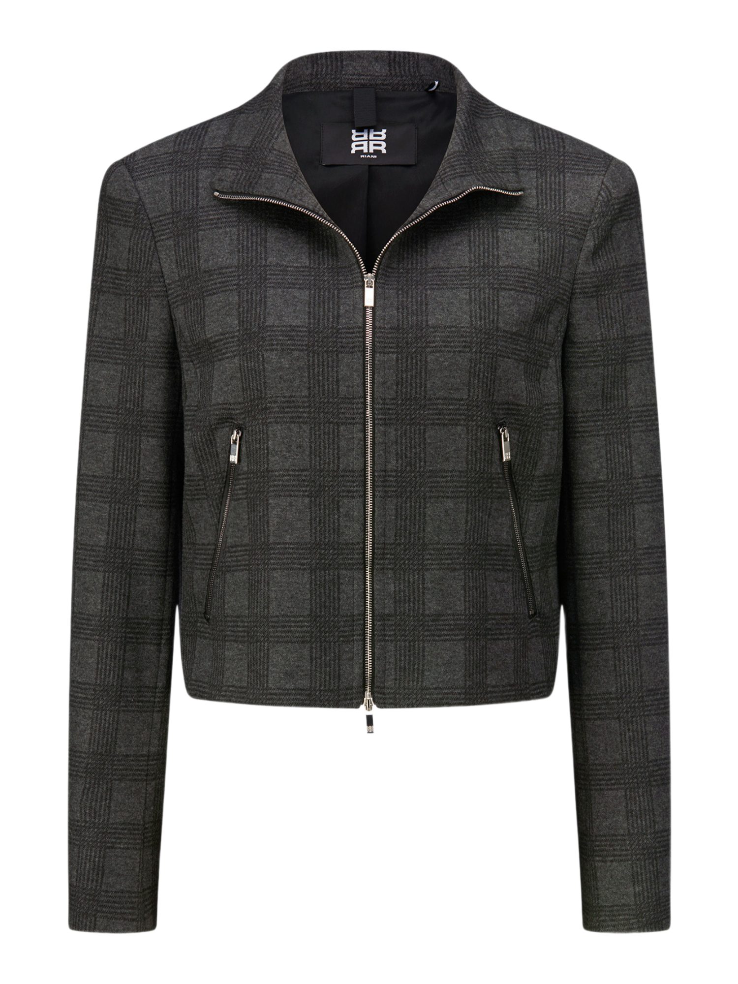 Riani Kurzjacke grau,Casual,Viskose,Kariert,Umlegekragen,Tailliert