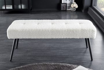 riess-ambiente Sitzbank BOUTIQUE 100cm weiß / schwarz (Einzelartikel, 1-St), Wohnzimmer · Bouclé · Metall · Esszimmer· Flur · Schlafzimmer