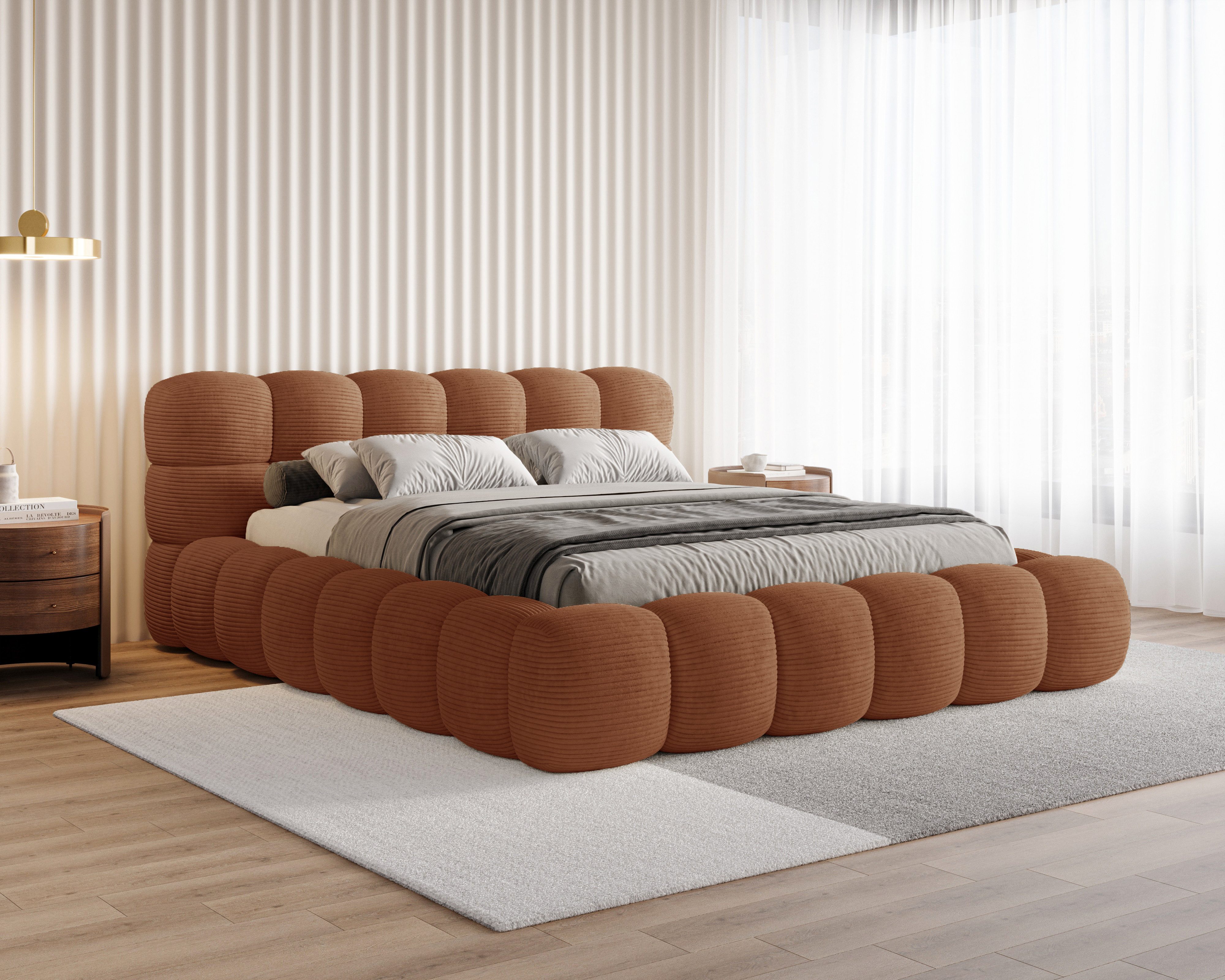 Chilly Möbel Polsterbett Stone Cord Stoff 180x200 cm mit Stauraum Poso 40
