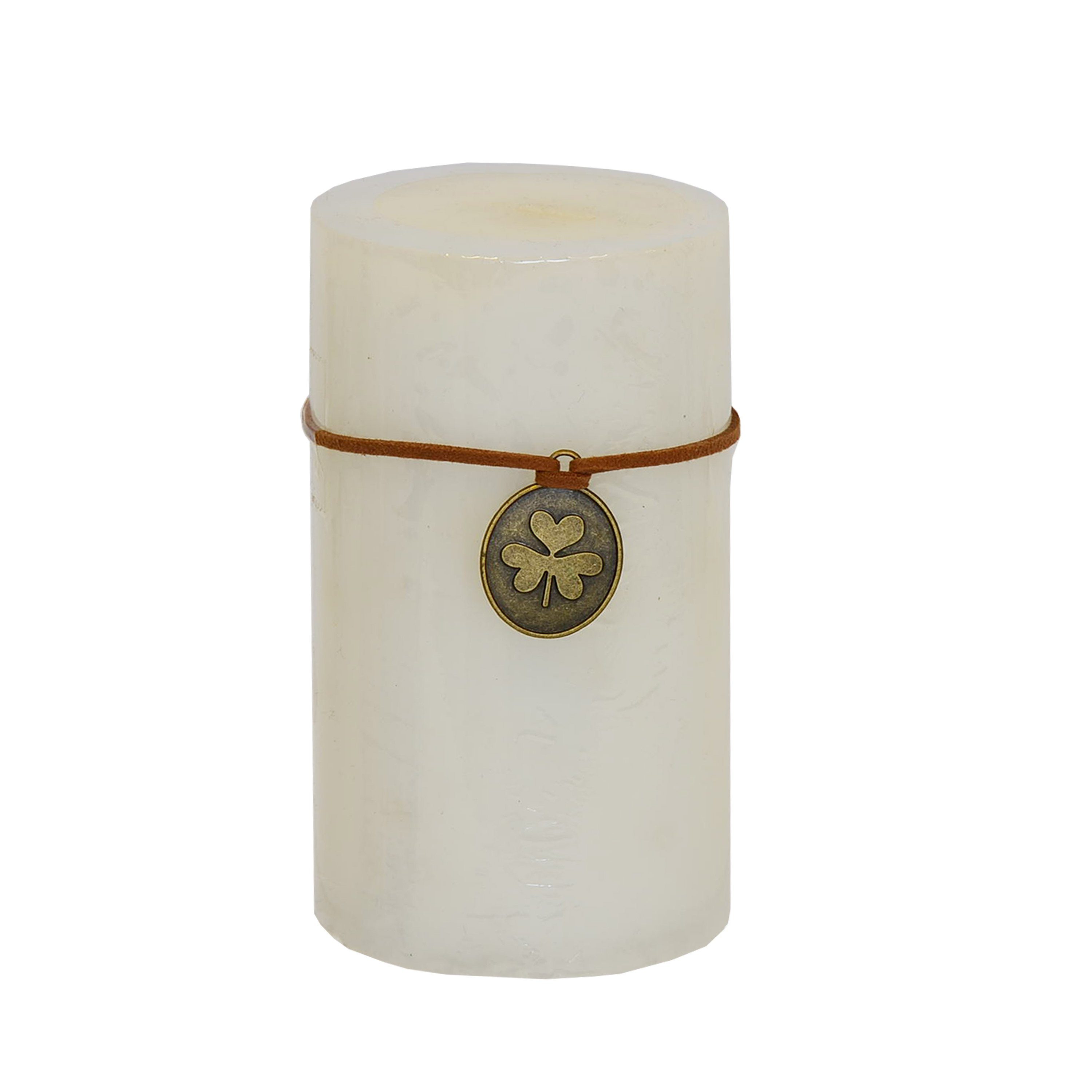 B&S Stumpenkerze Trendkerze durchgefärbt marmoriert weiss günstig online kaufen