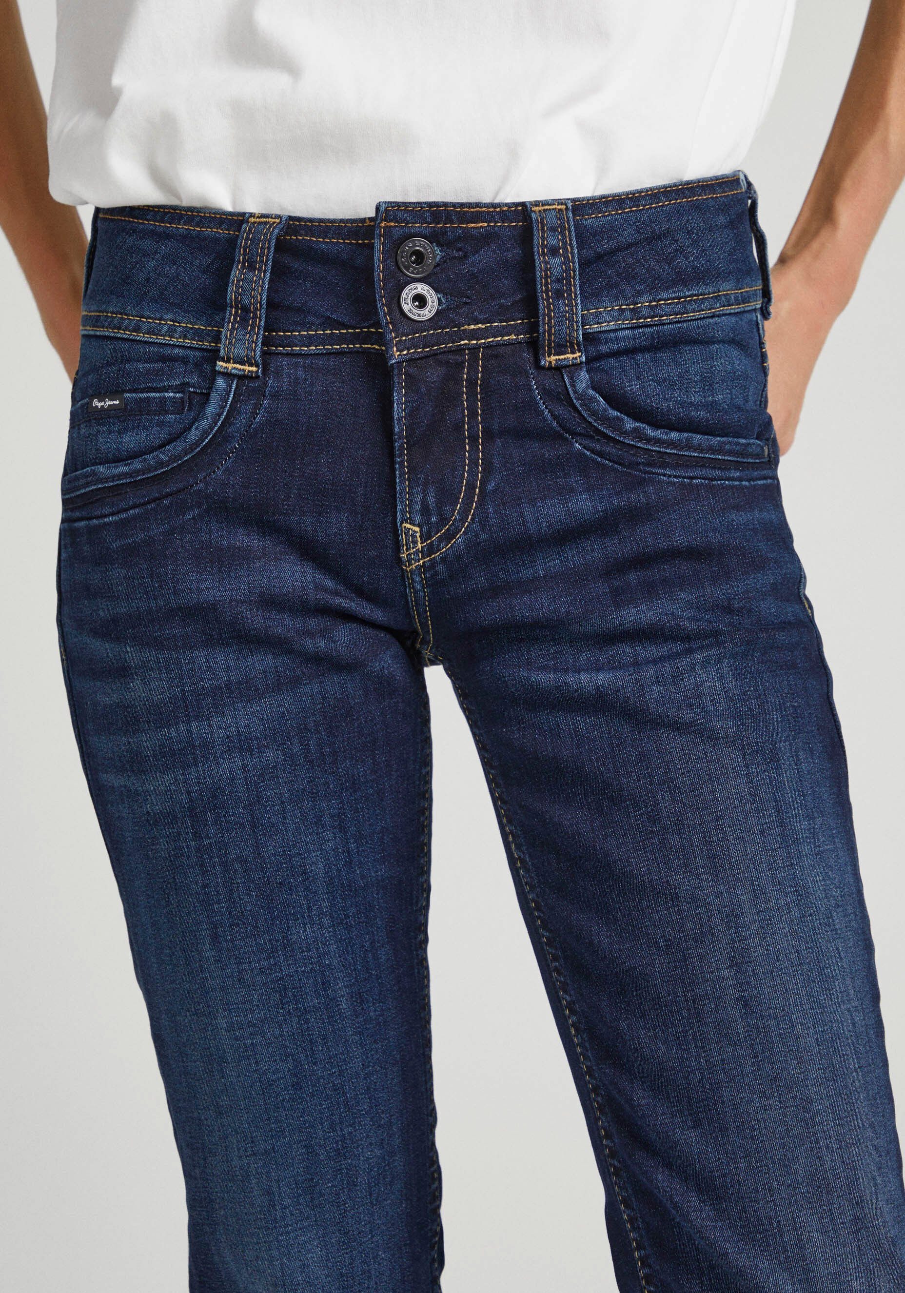 Pepe Jeans Straight-Jeans GEN in Baumwoll-Qualtät mit geradem Bein und Doppel-Knopf-Bund