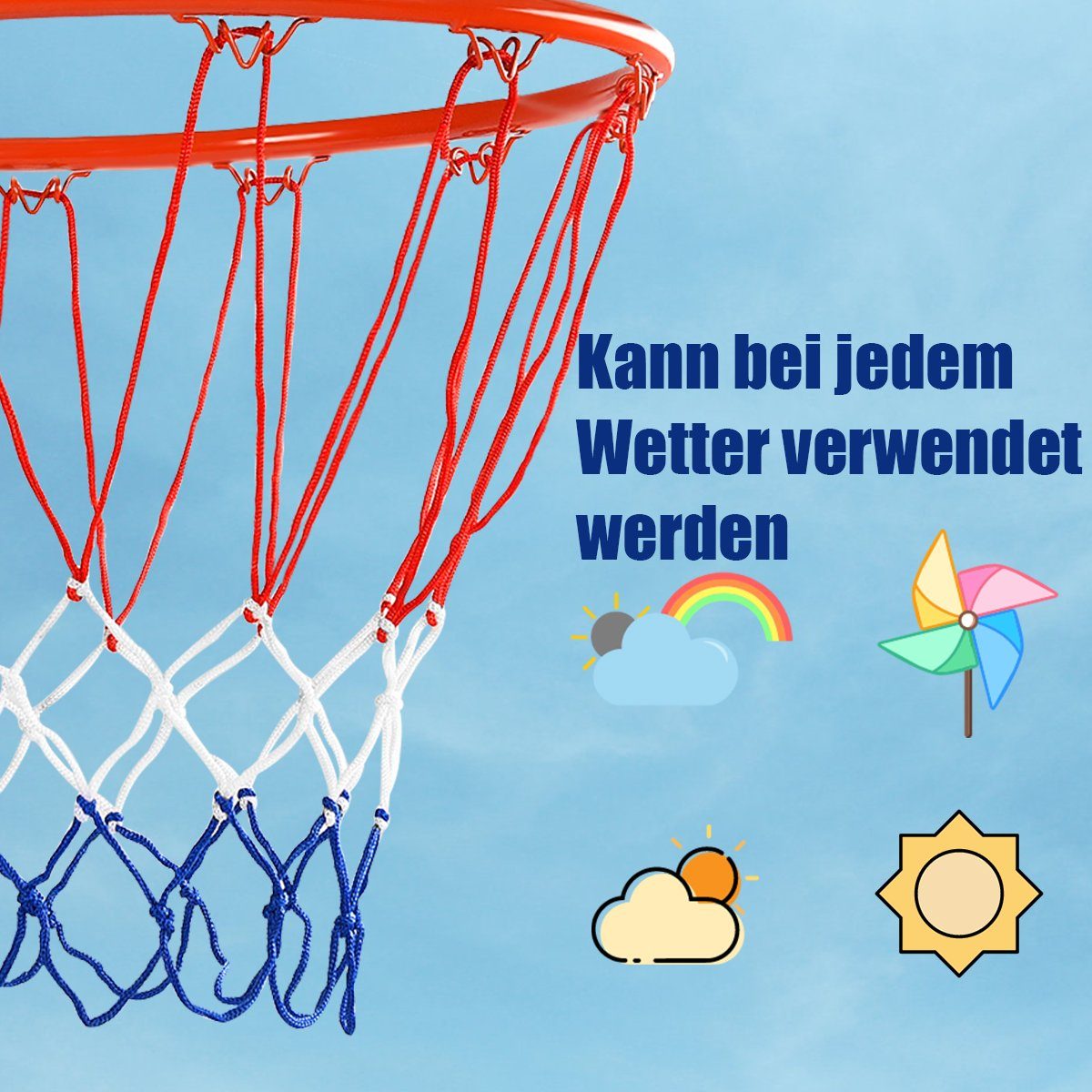 7 Basketballring Ø 46 cm mit Netz und Basketball Gr Basketballboard Korb 16NN 