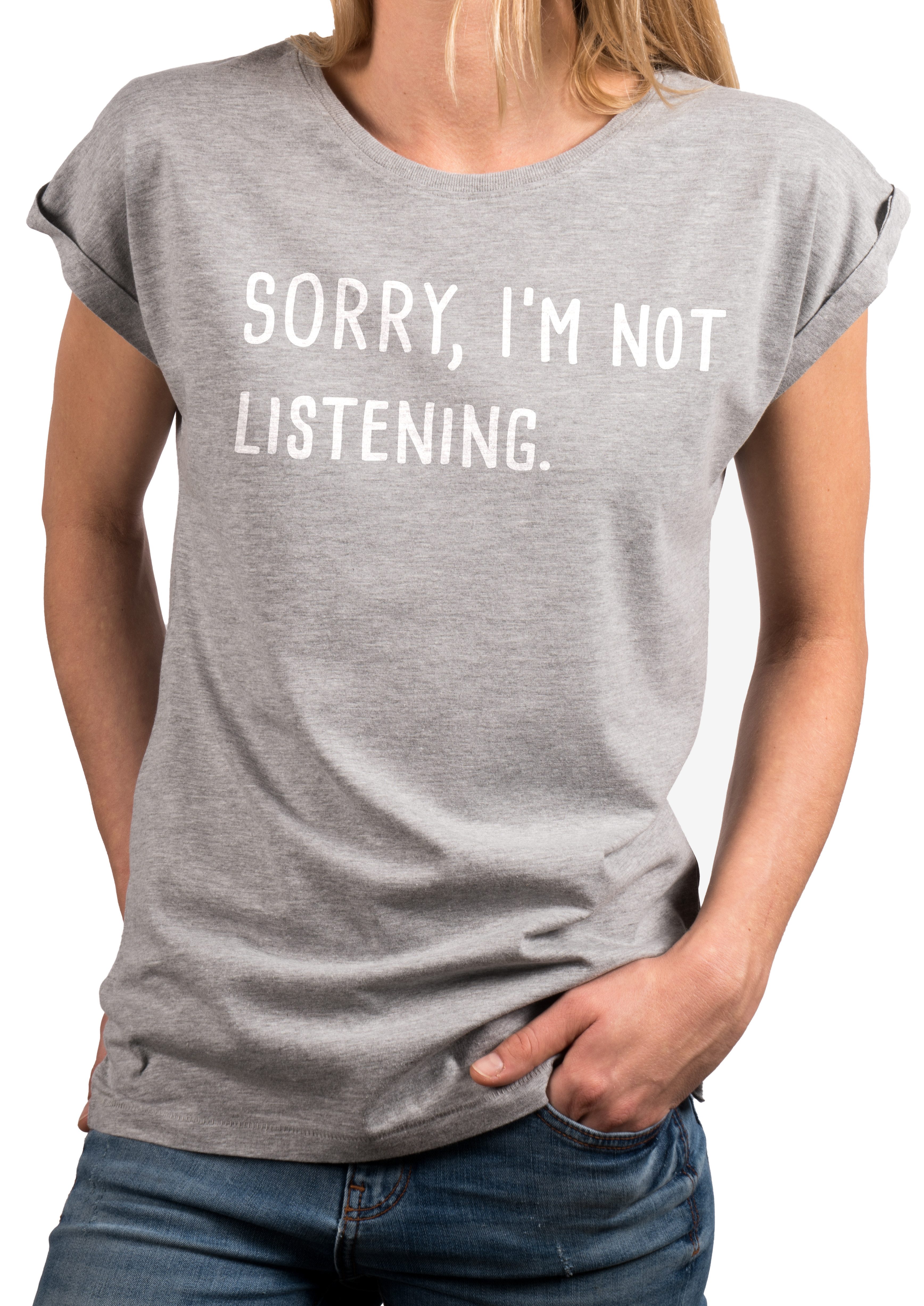 Print-Shirt Damen Kurzarm Top Lustige Sommer Oberteile mit Spruch Aufdruck - Sorry