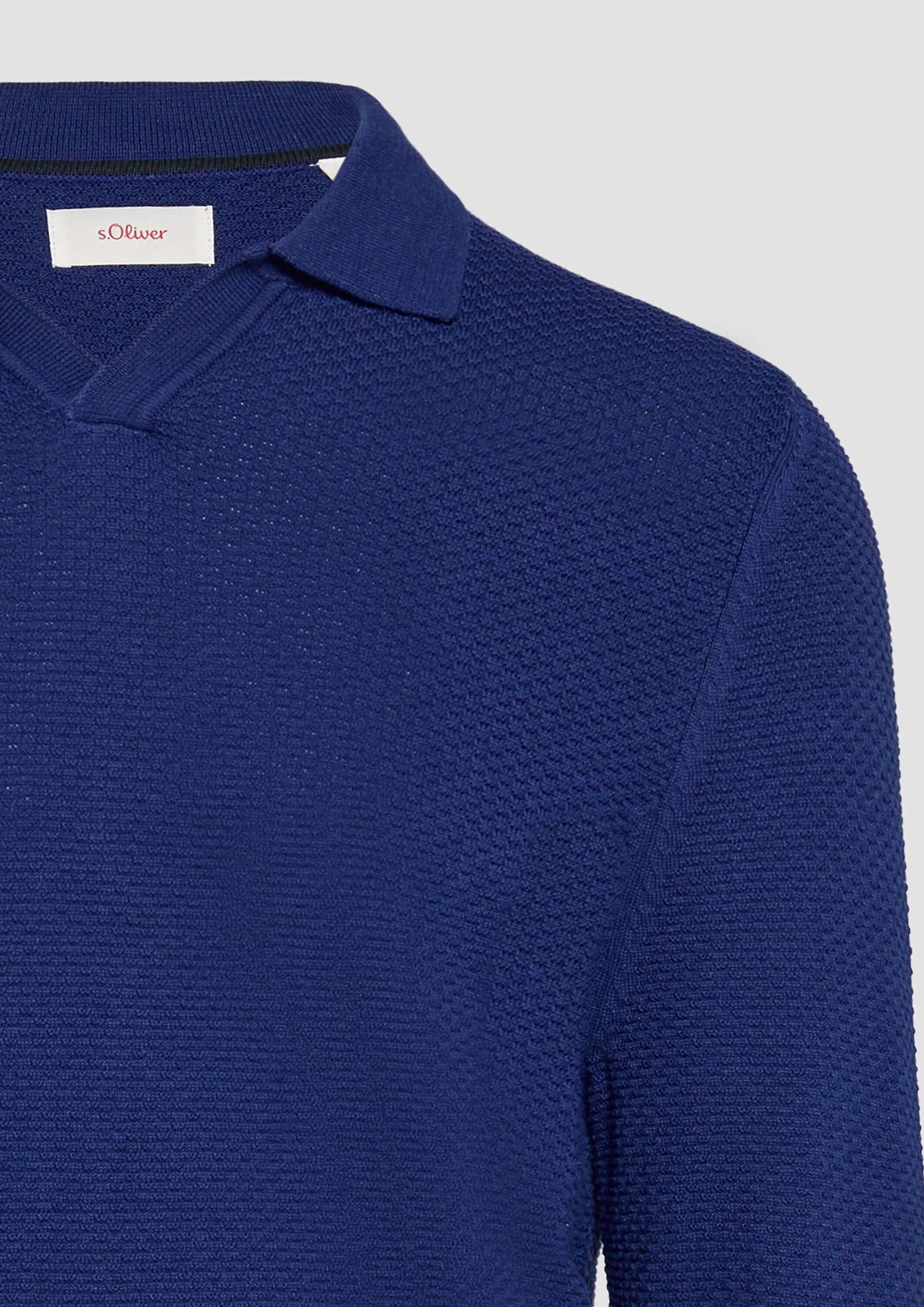 s.Oliver Longpullover Strickpullover Strukturierter Strickpullover mit Polokragen