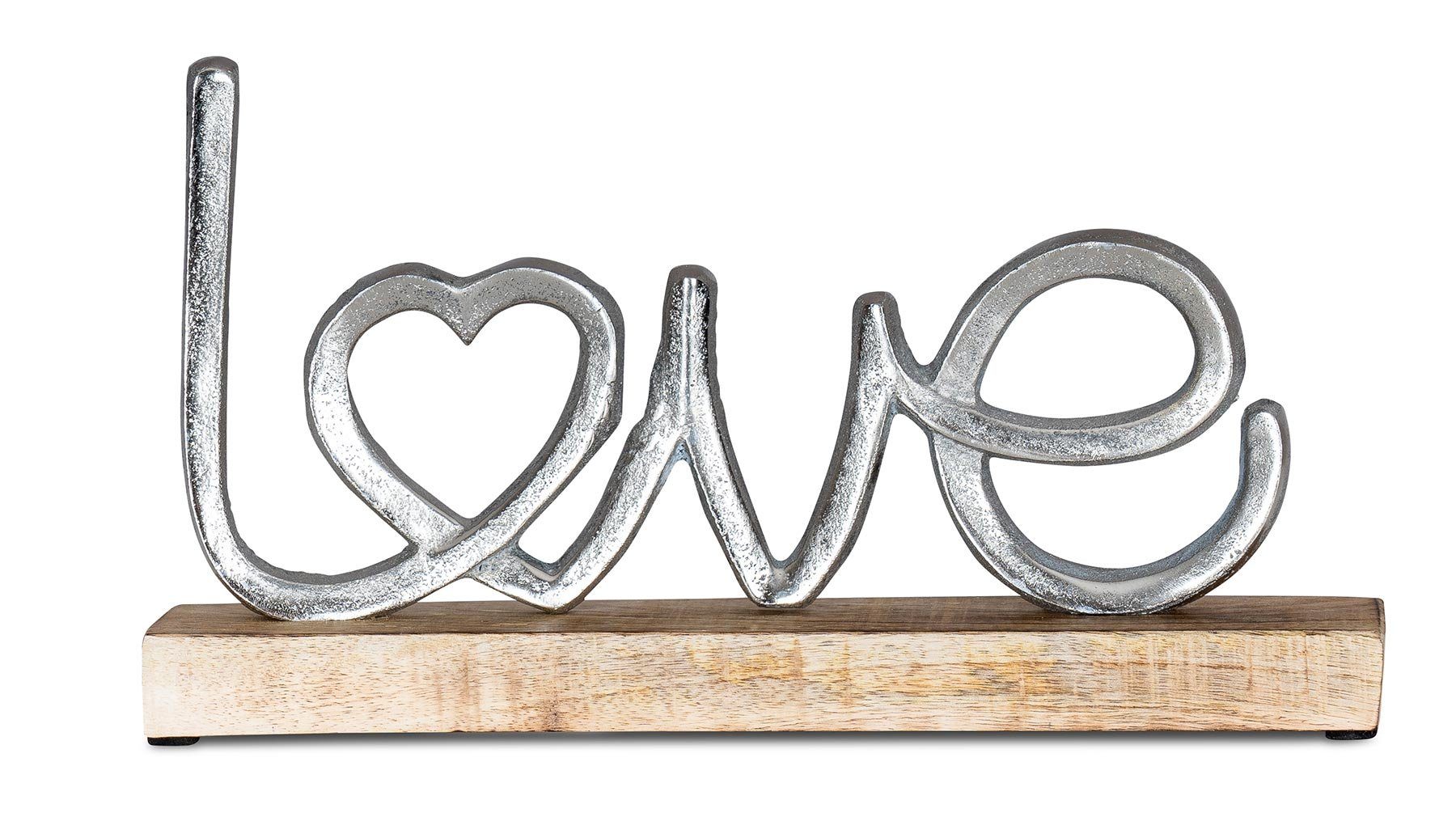Metall H17cm Deko Love Schriftzug Levandeo® Deko-Schriftzug, Mangoholz Holz Aufsteller Mango