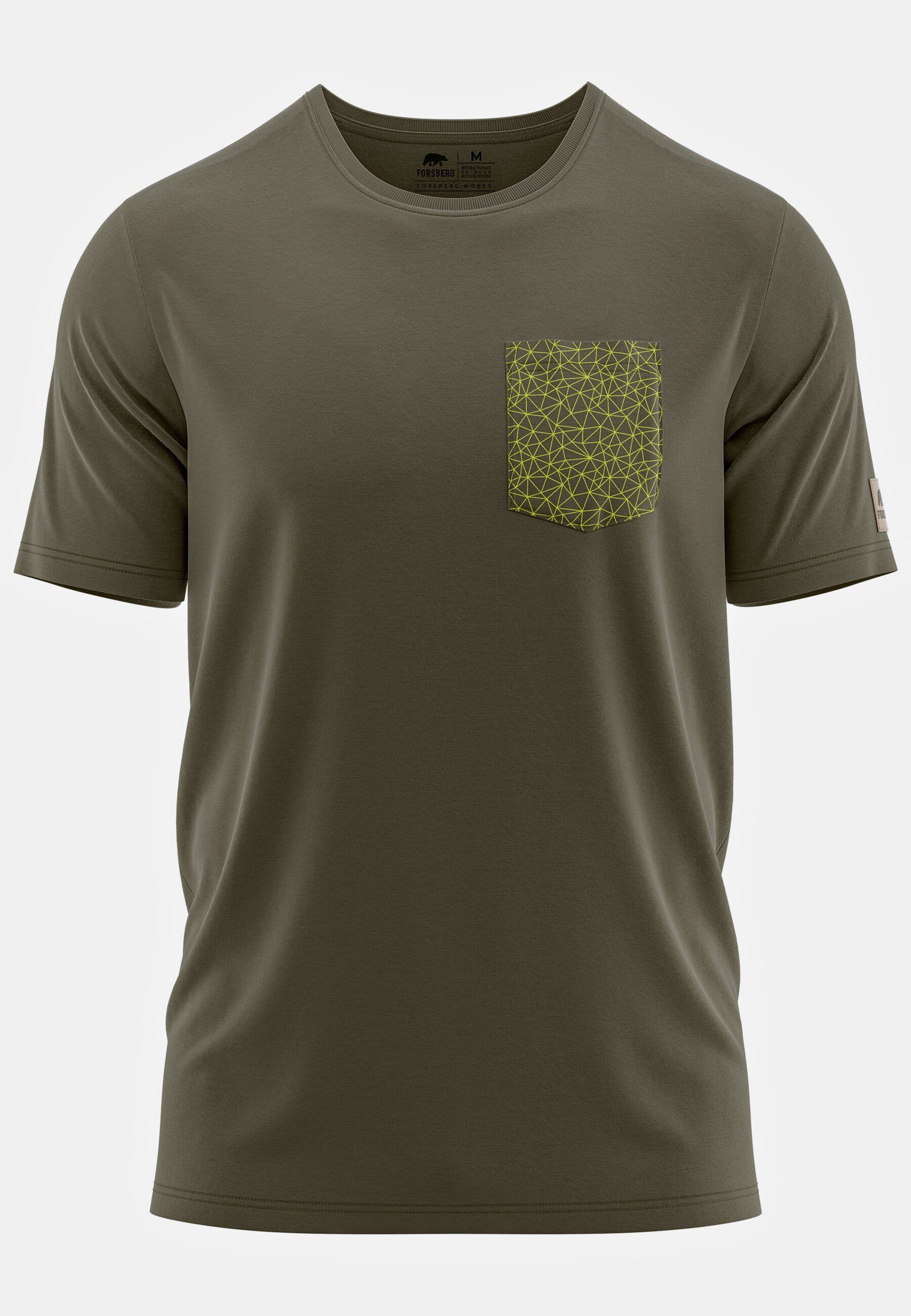 FORSBERG T-Shirt FORSBERG Svensson T-Shirt mit Brusttasche tannengrün
