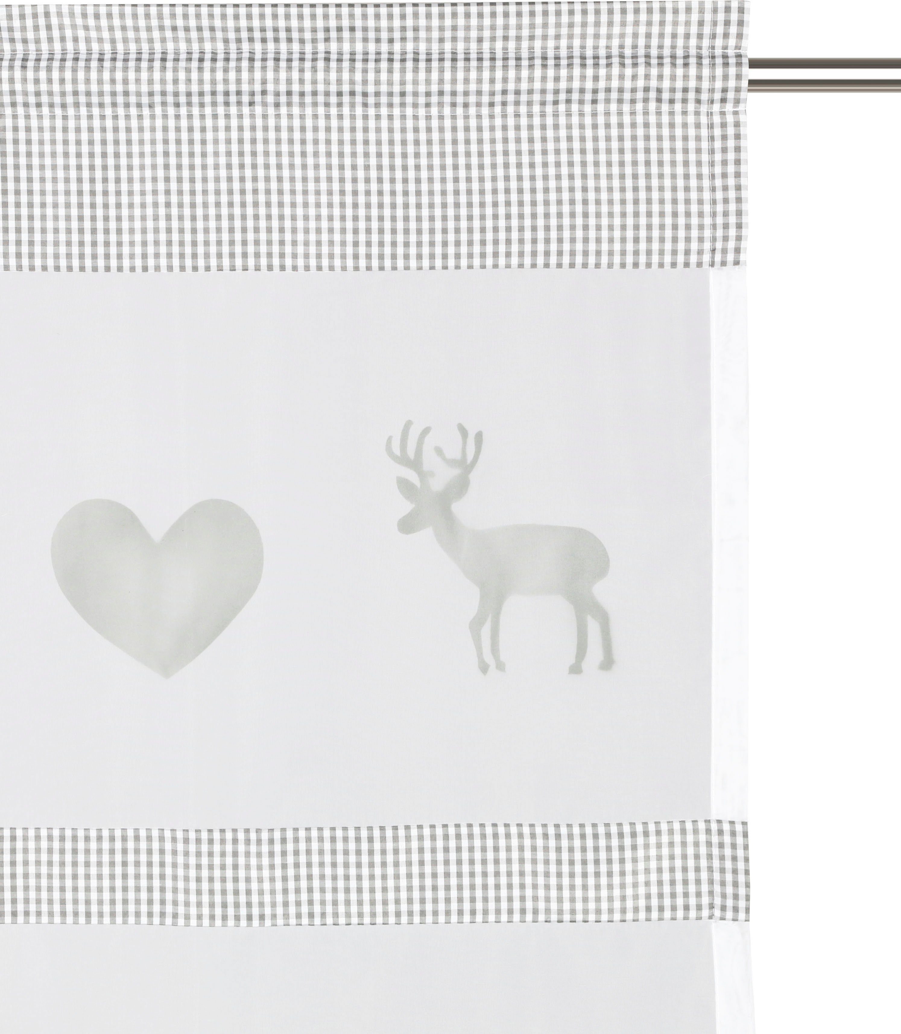 Inkl. die my grau (1 Gardine Weihnachtliche Stangendurchzug home, Gardine Elk, Raffhalter halbtransparent, St),