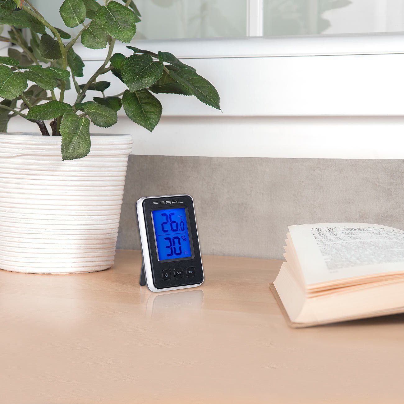 PEARL Raumthermometer Digitales MIN MAX Thermometer Hygrometer Luftfeuchte Messgerät blau
