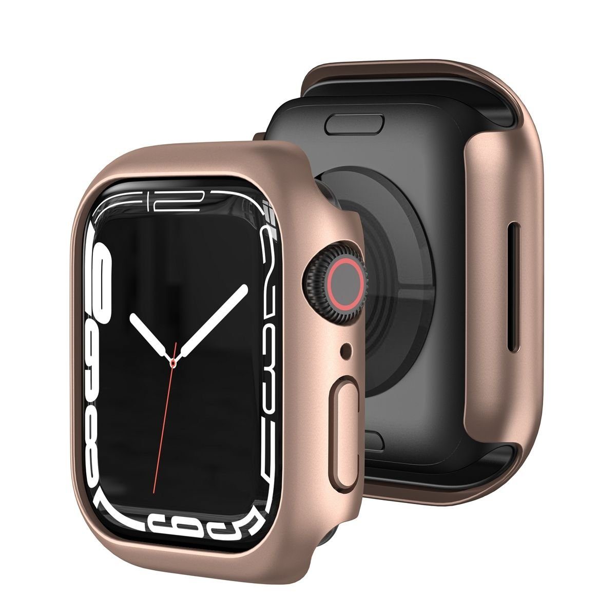 Wigento Smartwatch Hulle Fur Apple Watch Serie 9 8 7 45mm Schock TPU Silikon Hulle Rose Gold