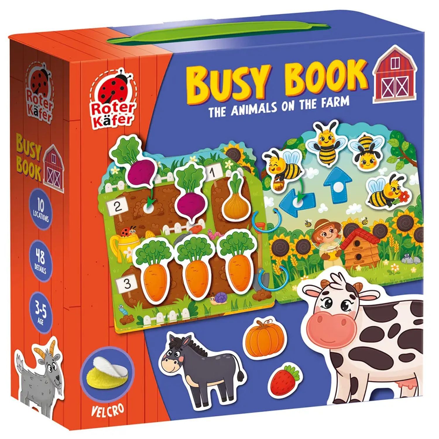 Käfer Spiel Lernspiel Roter Käfer Busy Book mit Klettverschluss Tiere auf dem...